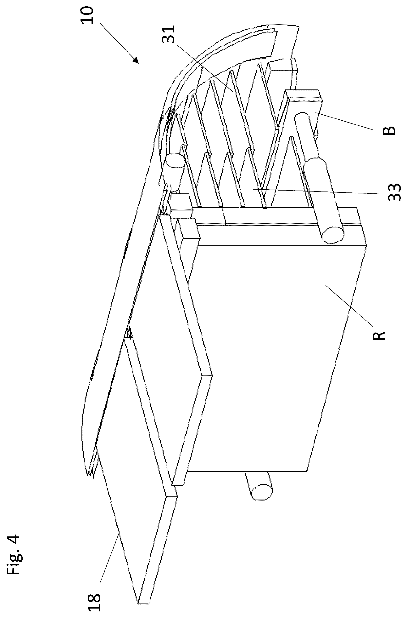 Patent US12365236 Figure 4 – Variably openable fairing with collapsible panels