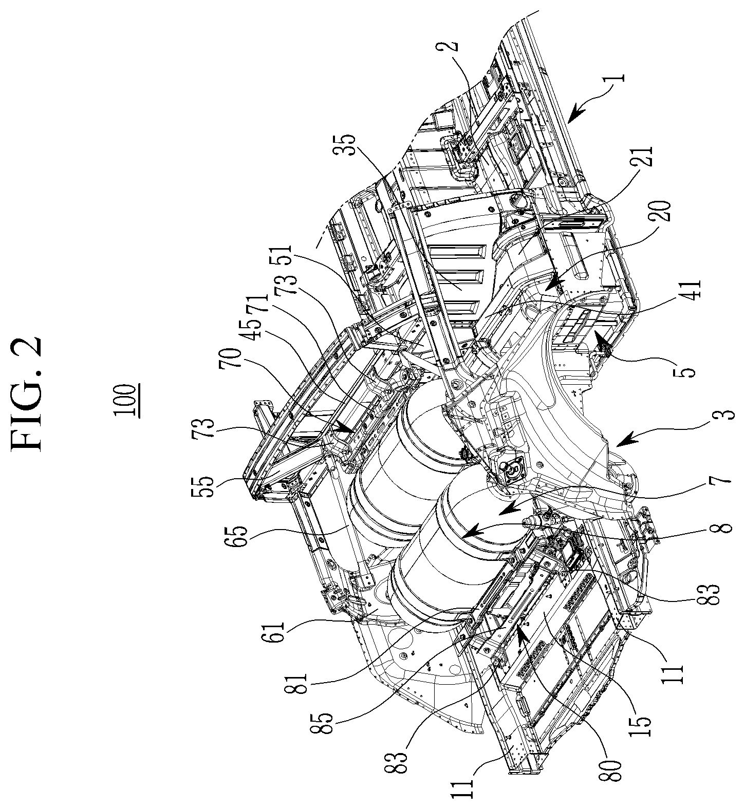 Patent US12365238 Figure 2 – Vehicle rear body structure