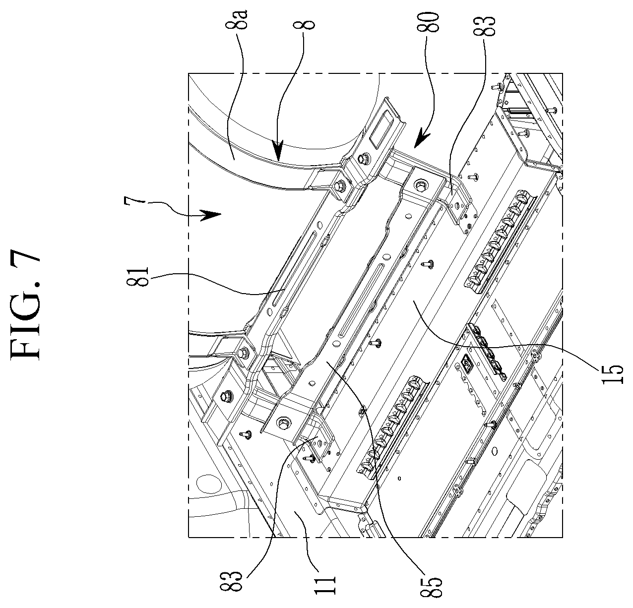 Patent US12365238 Figure 7 – Vehicle rear body structure