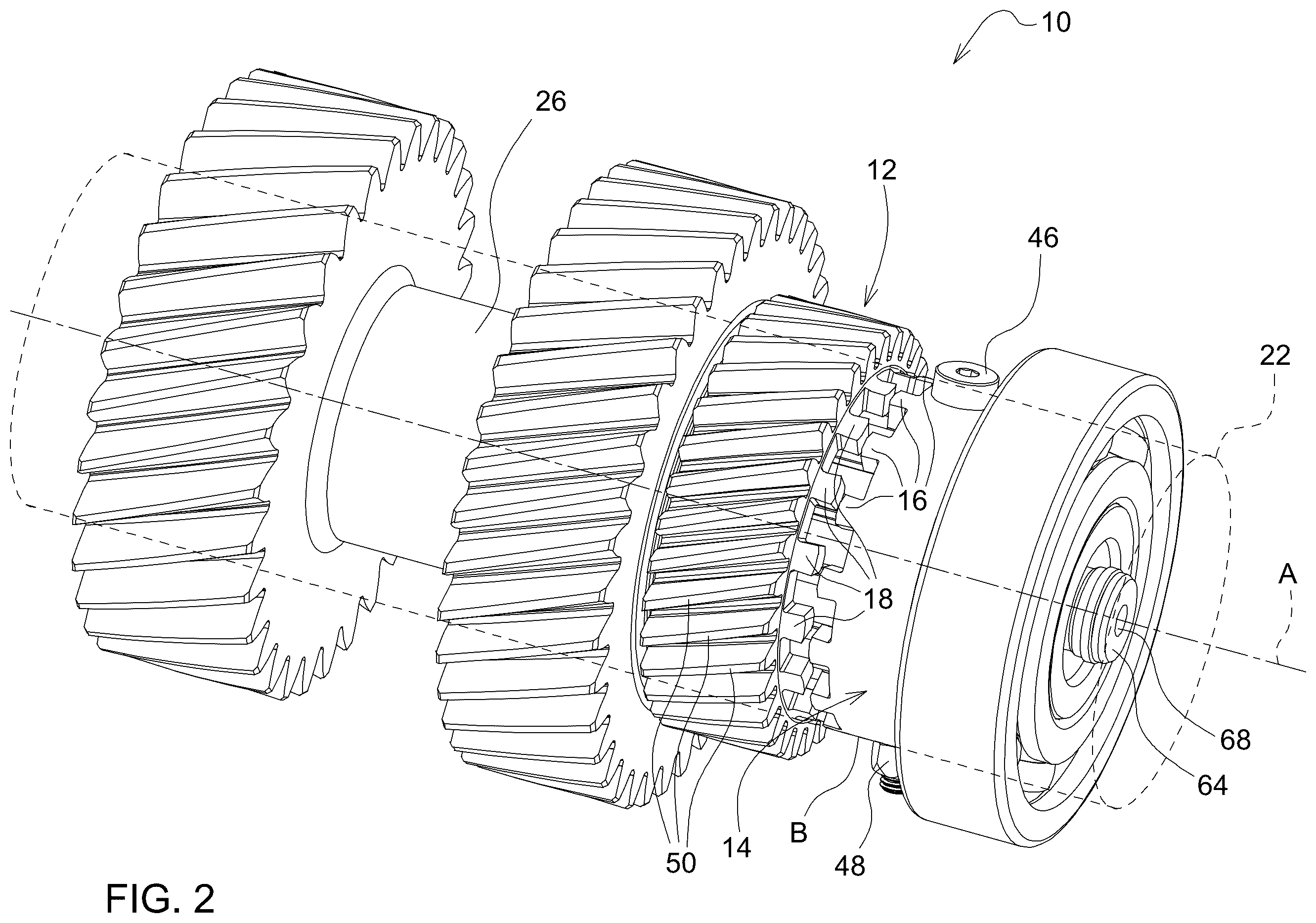 Patent US12365241 Figure 2 – Axial shifter assembly for a transmission