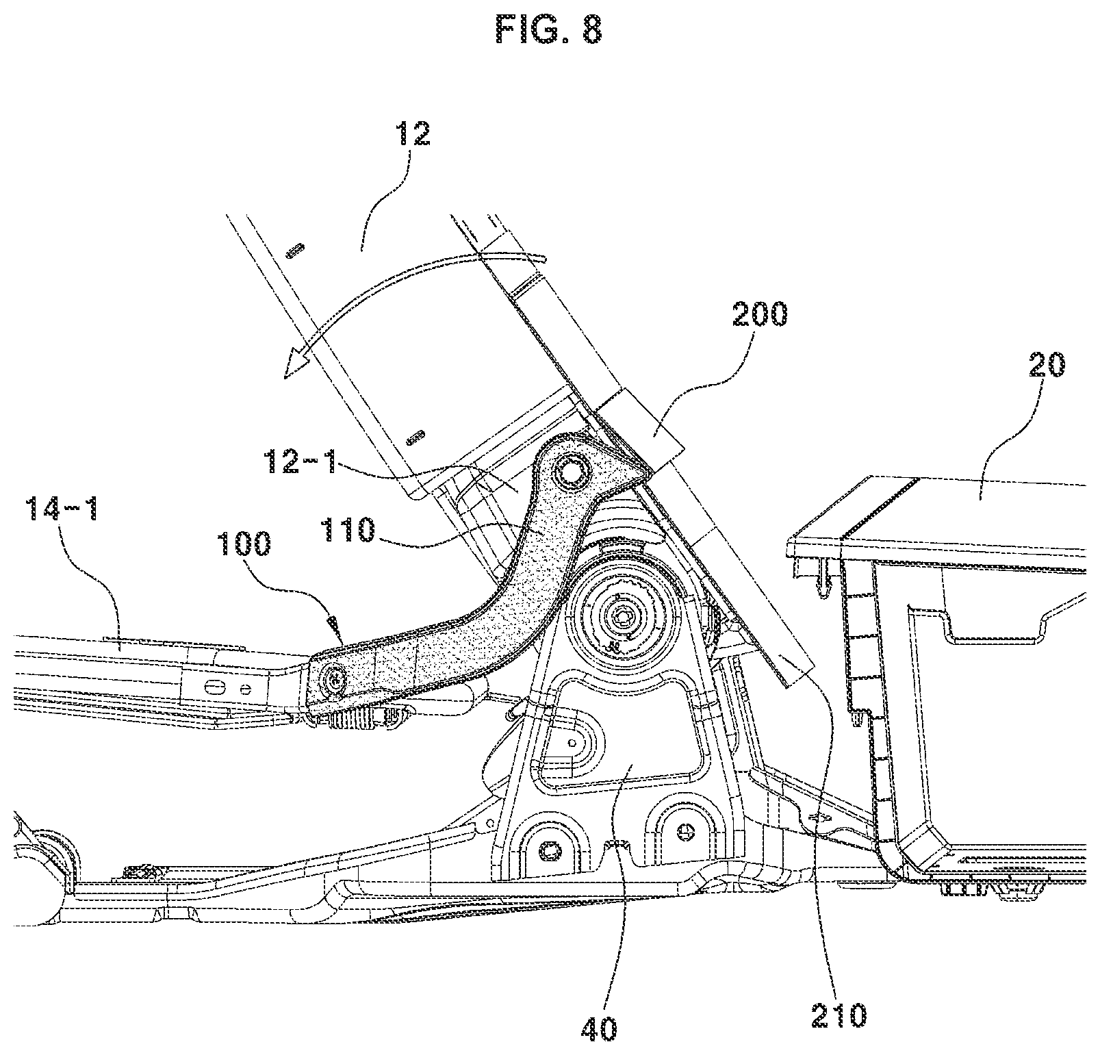 Patent US12365273 Figure 8 – Luggage gap cover device for vehicle rear seat