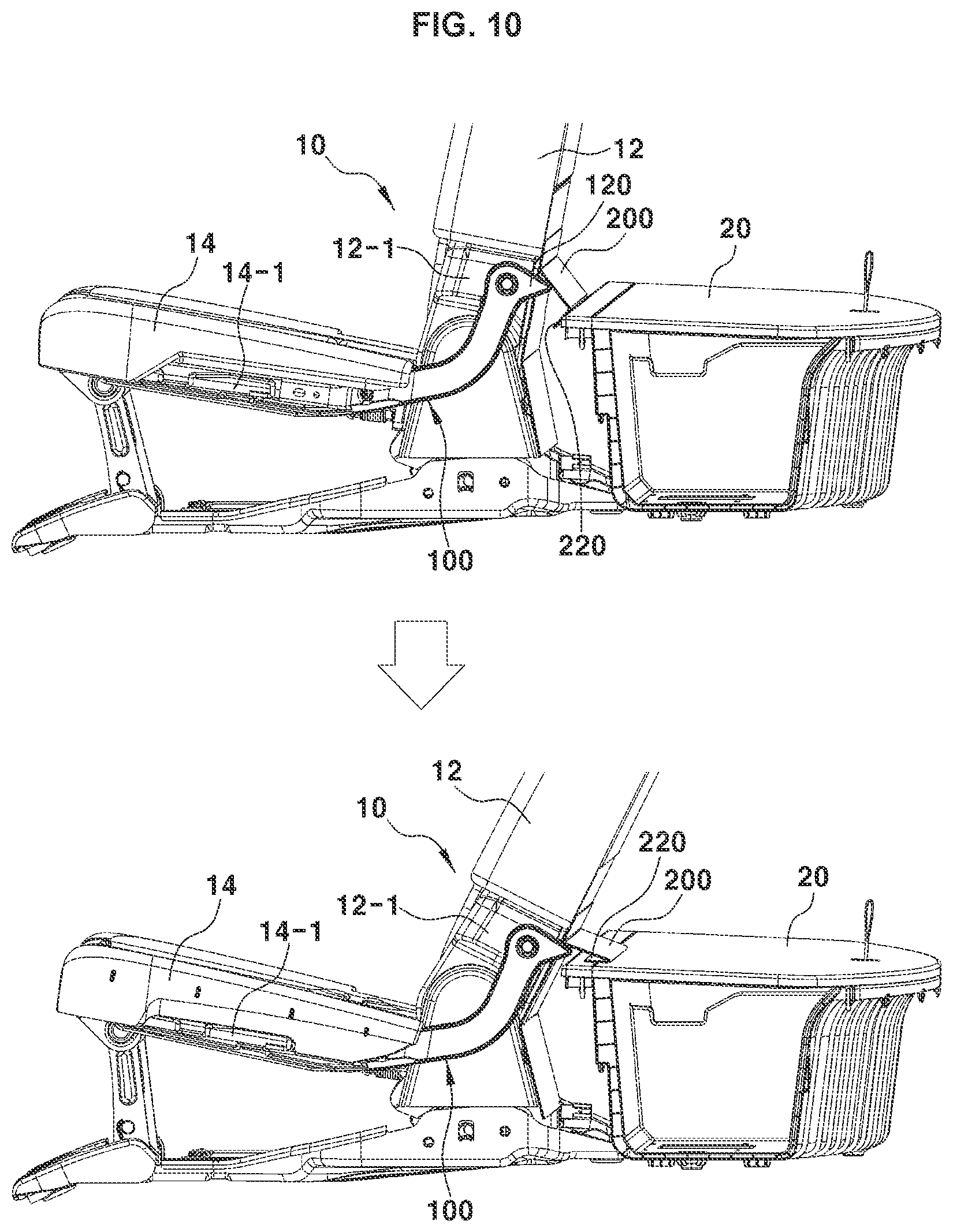 Patent US12365273 Figure 10 – Luggage gap cover device for vehicle rear seat