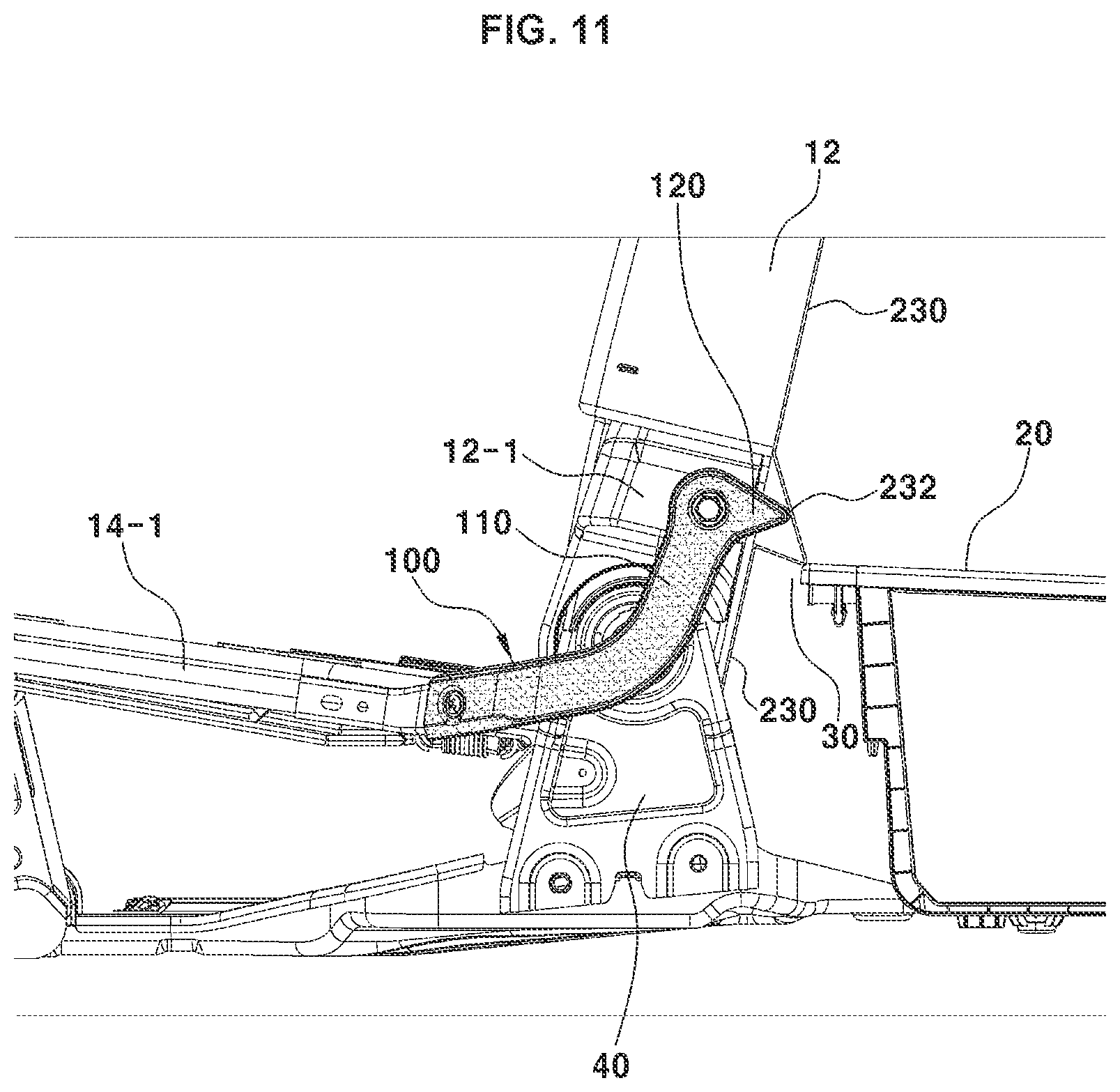 Patent US12365273 Figure 11 – Luggage gap cover device for vehicle rear seat
