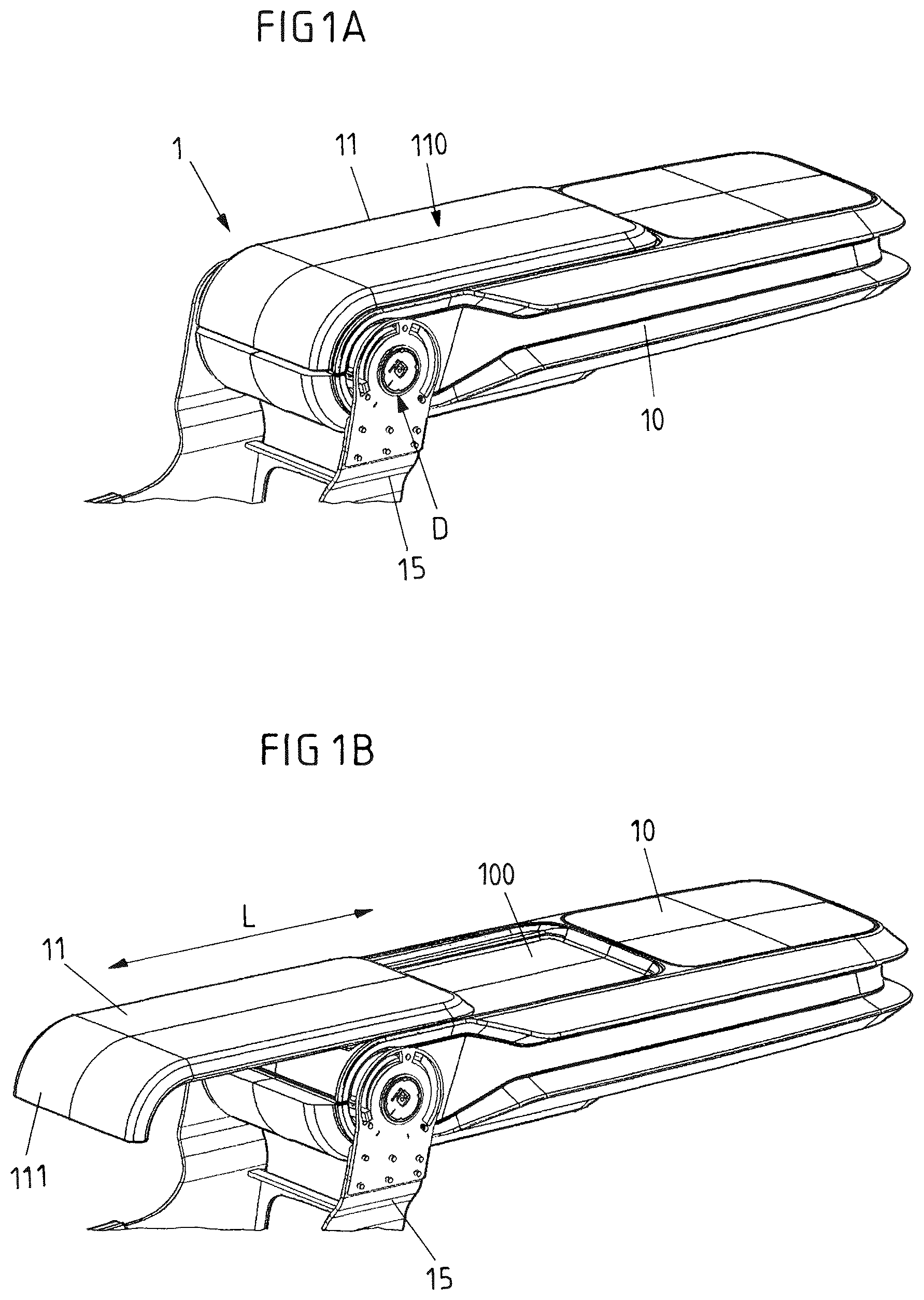 Patent US12365277 Figure 1 – Manually and electrically adjustable device