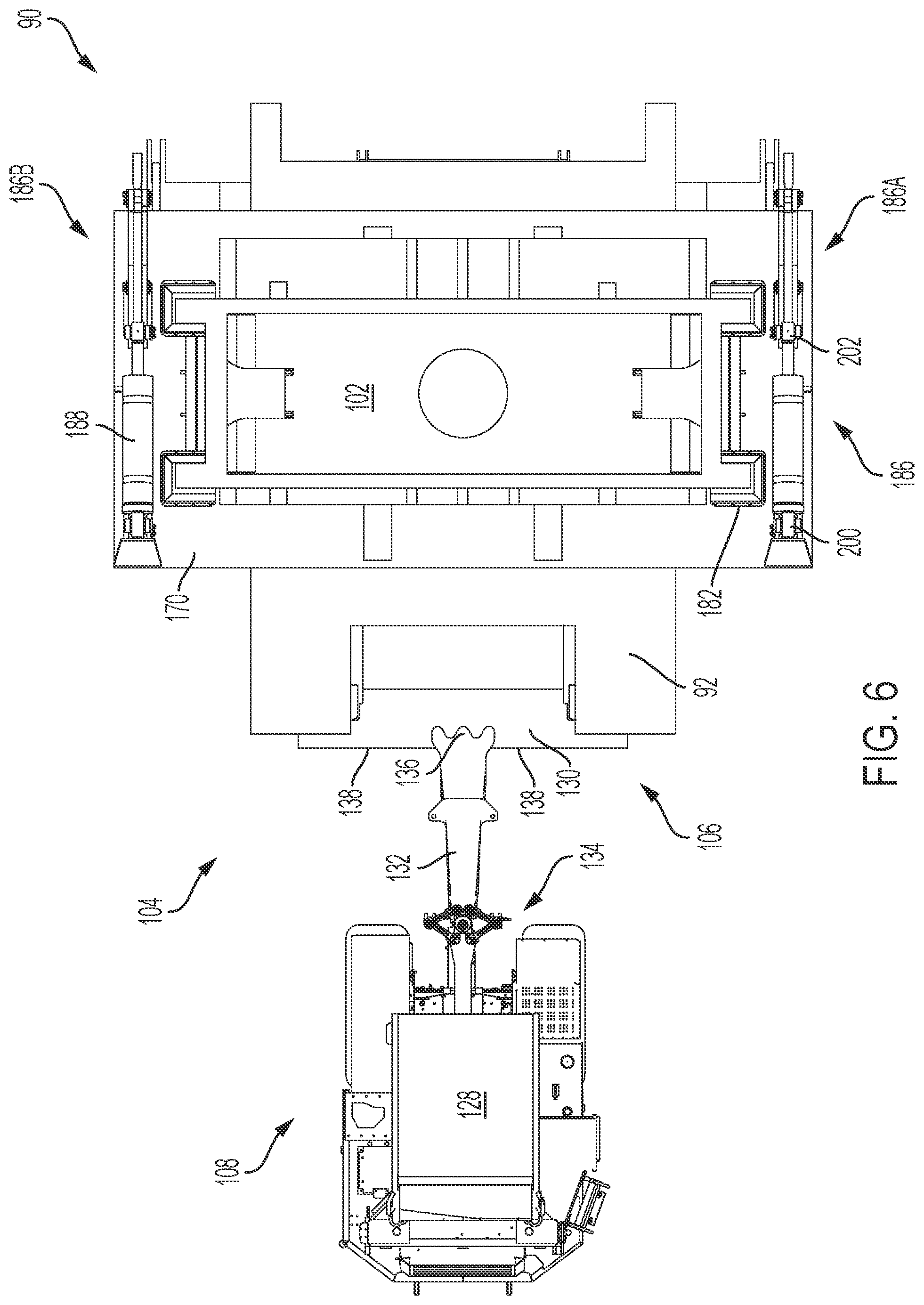 Patent US12365278 Figure 6 – Container carrier and dumping pallet
