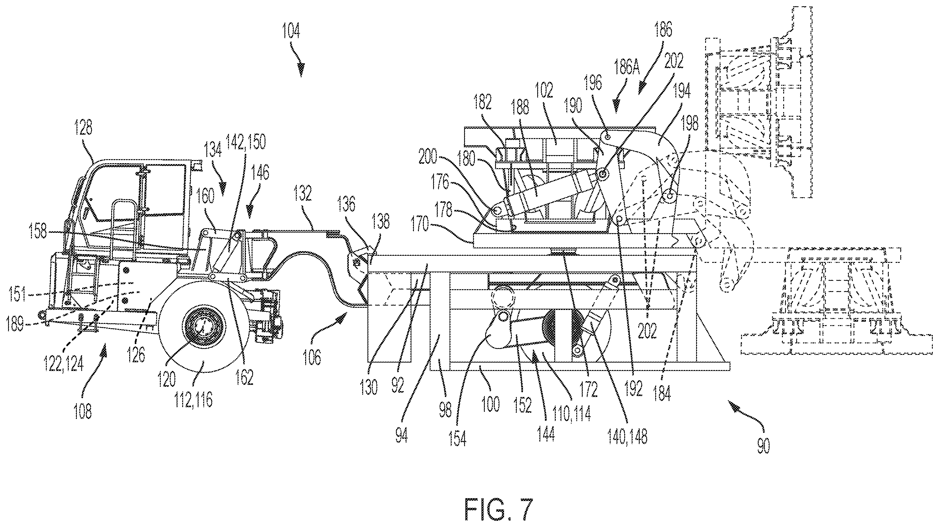 Patent US12365278 Figure 7 – Container carrier and dumping pallet
