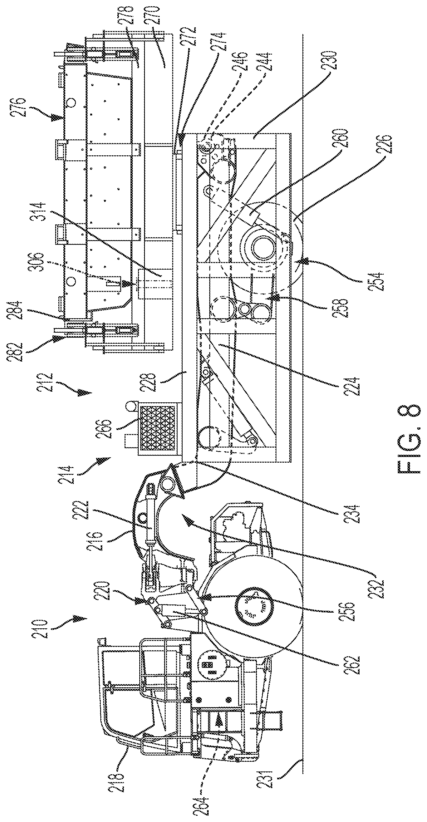 Patent US12365278 Figure 8 – Container carrier and dumping pallet
