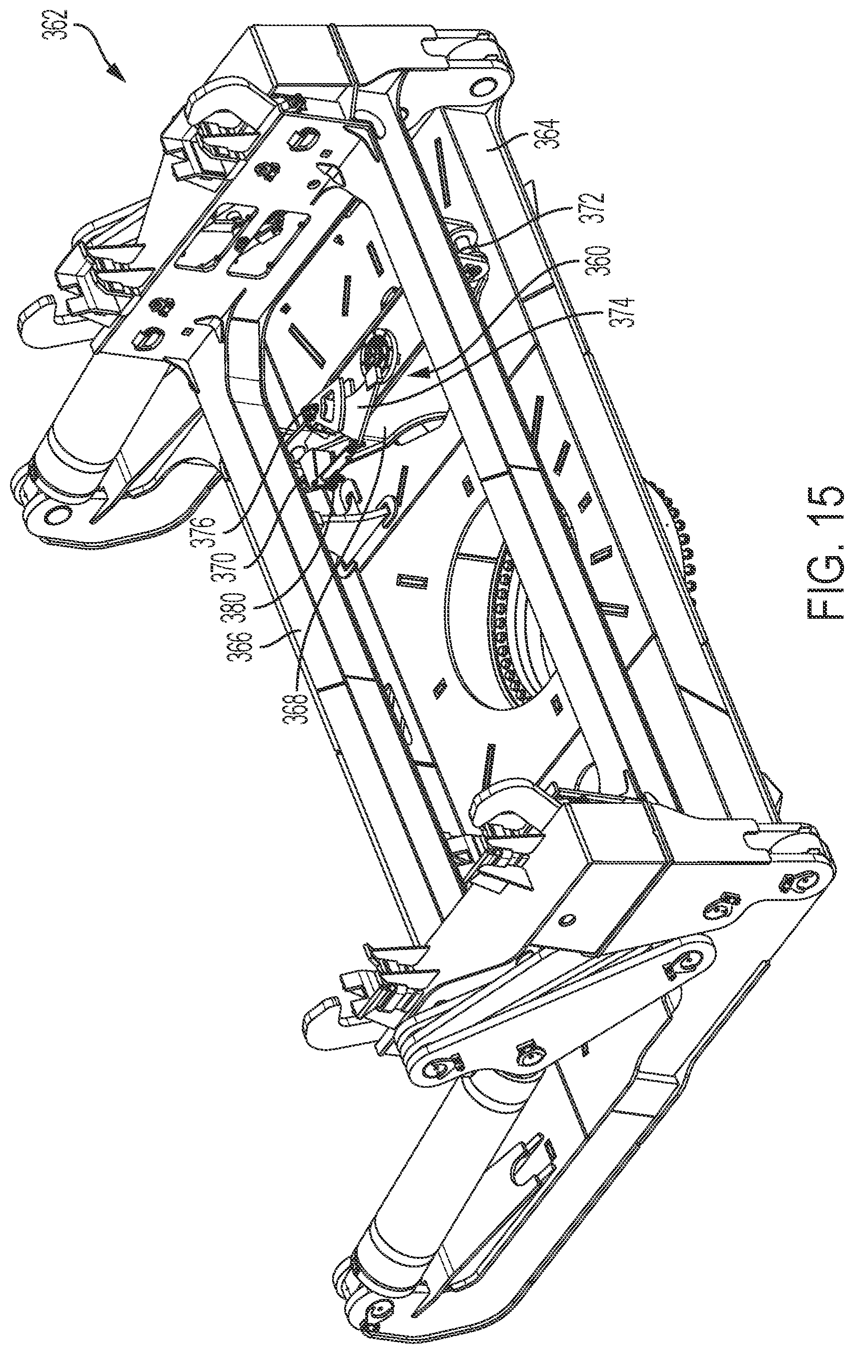 Patent US12365278 Figure 15 – Container carrier and dumping pallet