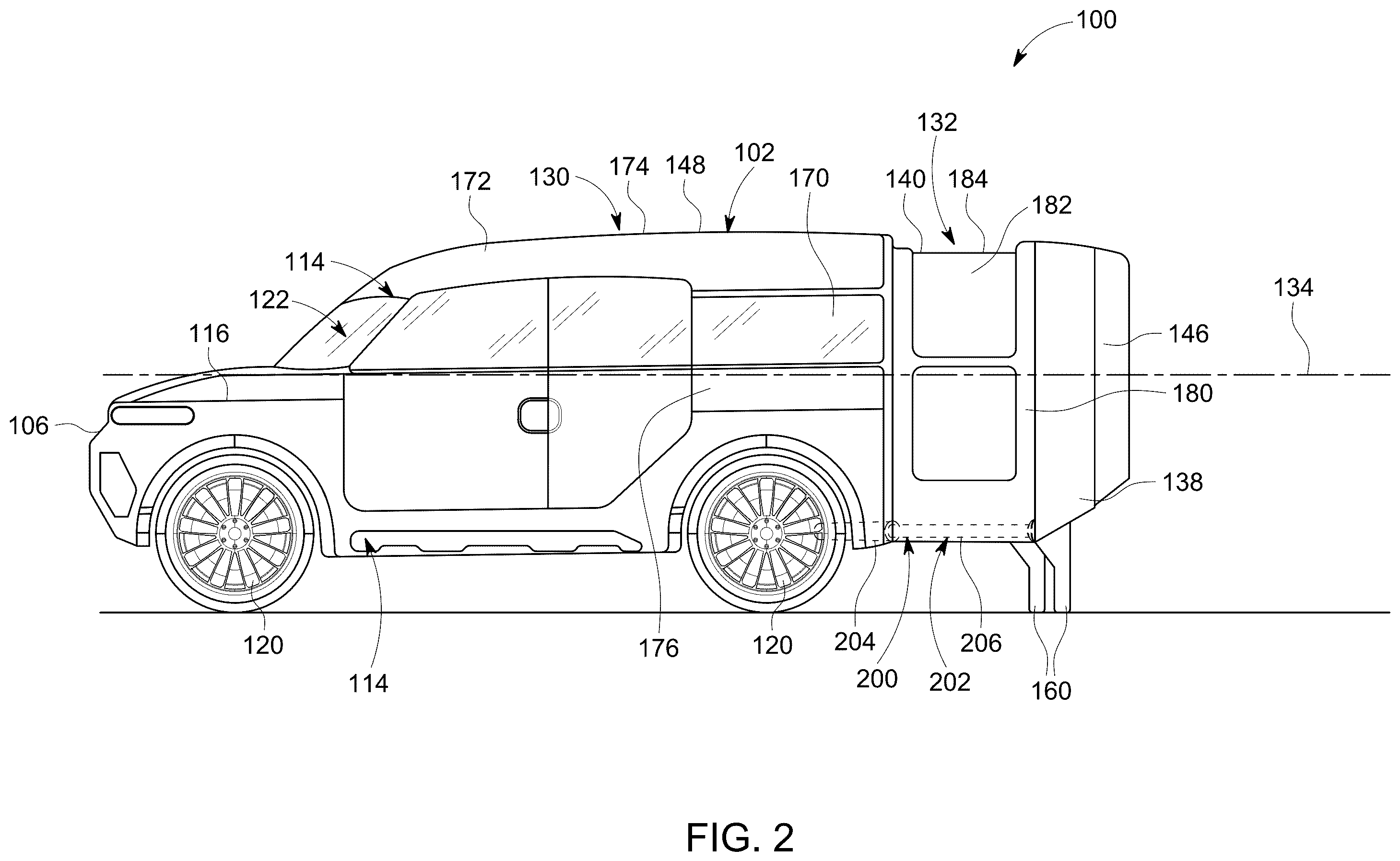 Patent US12365280 Figure 2 – Camper for a vehicle