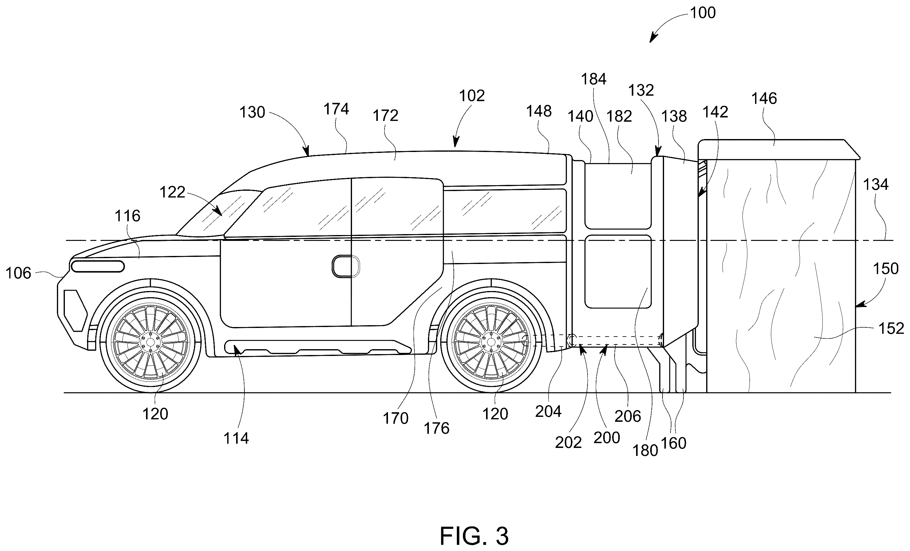 Patent US12365280 Figure 3 – Camper for a vehicle