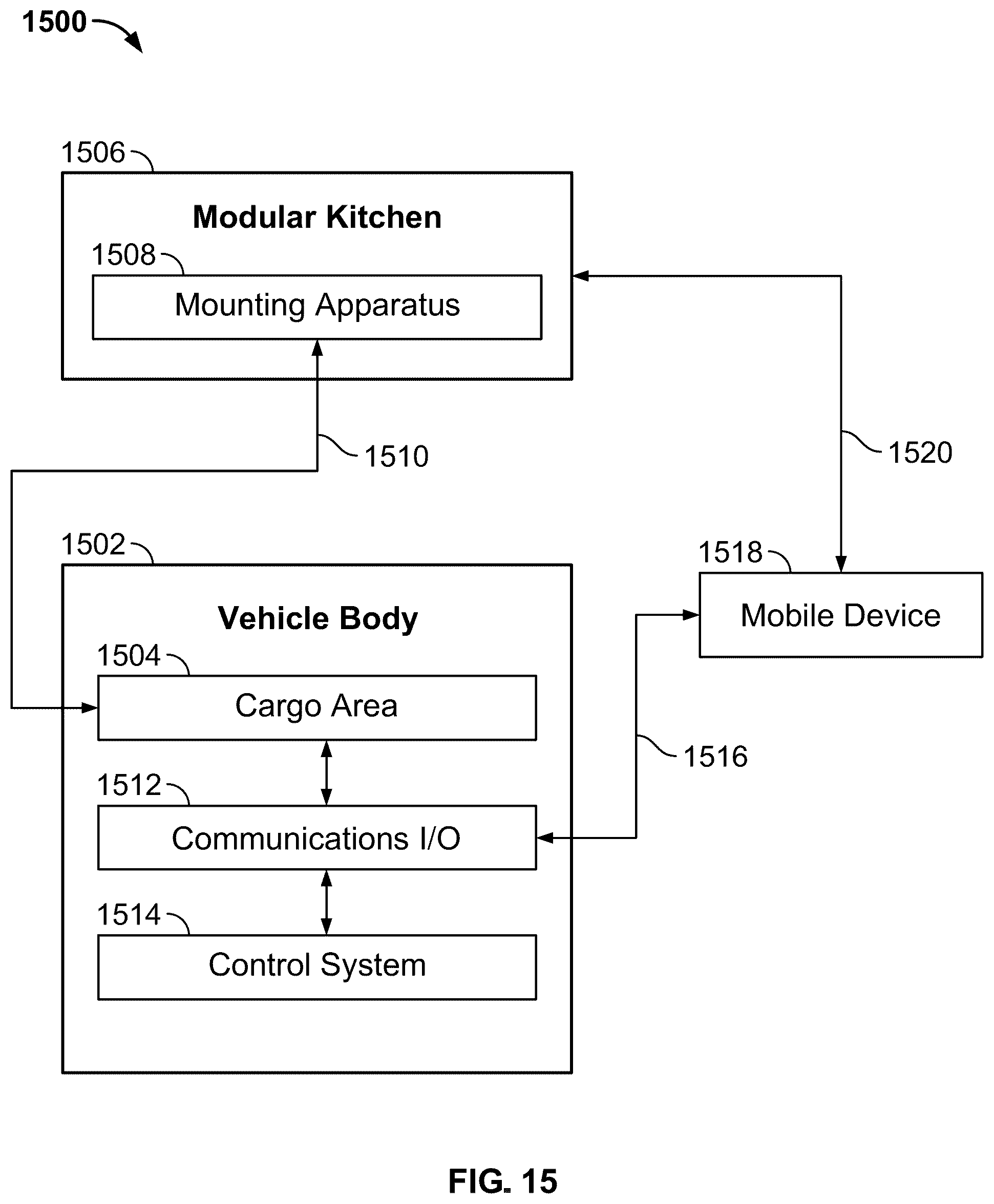 Patent US12365281 Figure 15 – Modular kitchen mounting apparatus