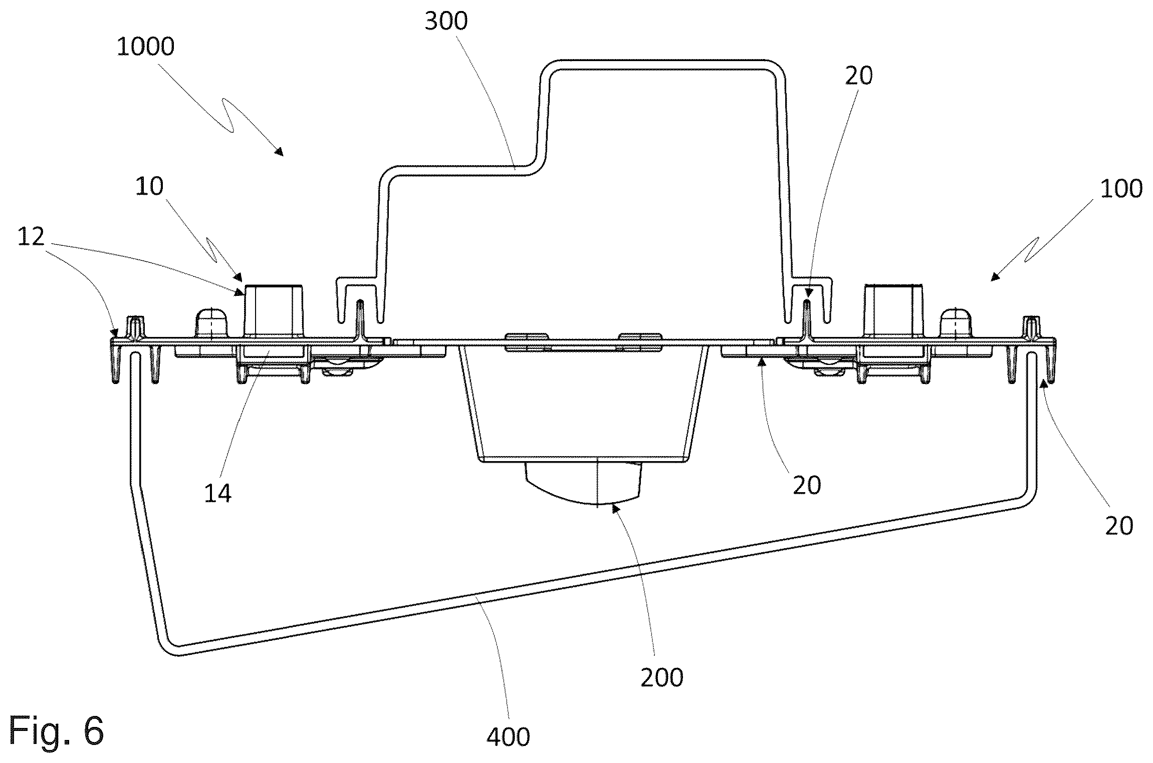 Patent US12365282 Figure 5 – Support for a component in the front or in the rear of a motor vehicle, lighting device, and unit for a motor vehicle, and method for manufacturing the support