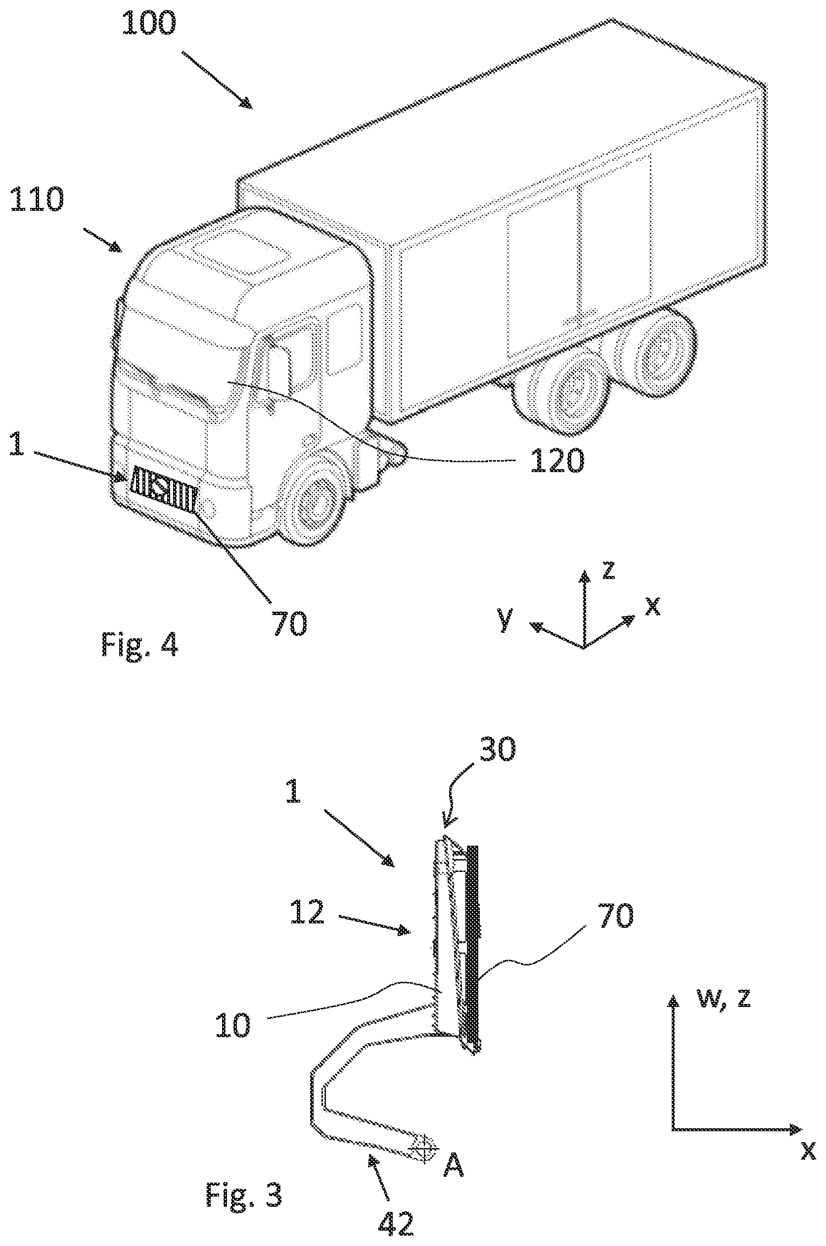 Patent US12365287 Figure 3 – Foldable front step and vehicle