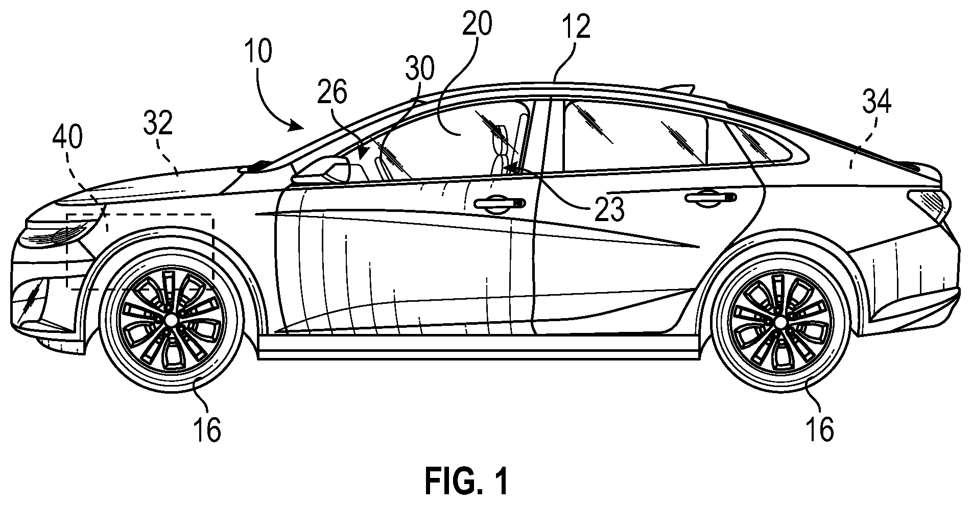 Patent US12365289 Figure 1 – Accessible and deployable support surface for a vehicle storage area