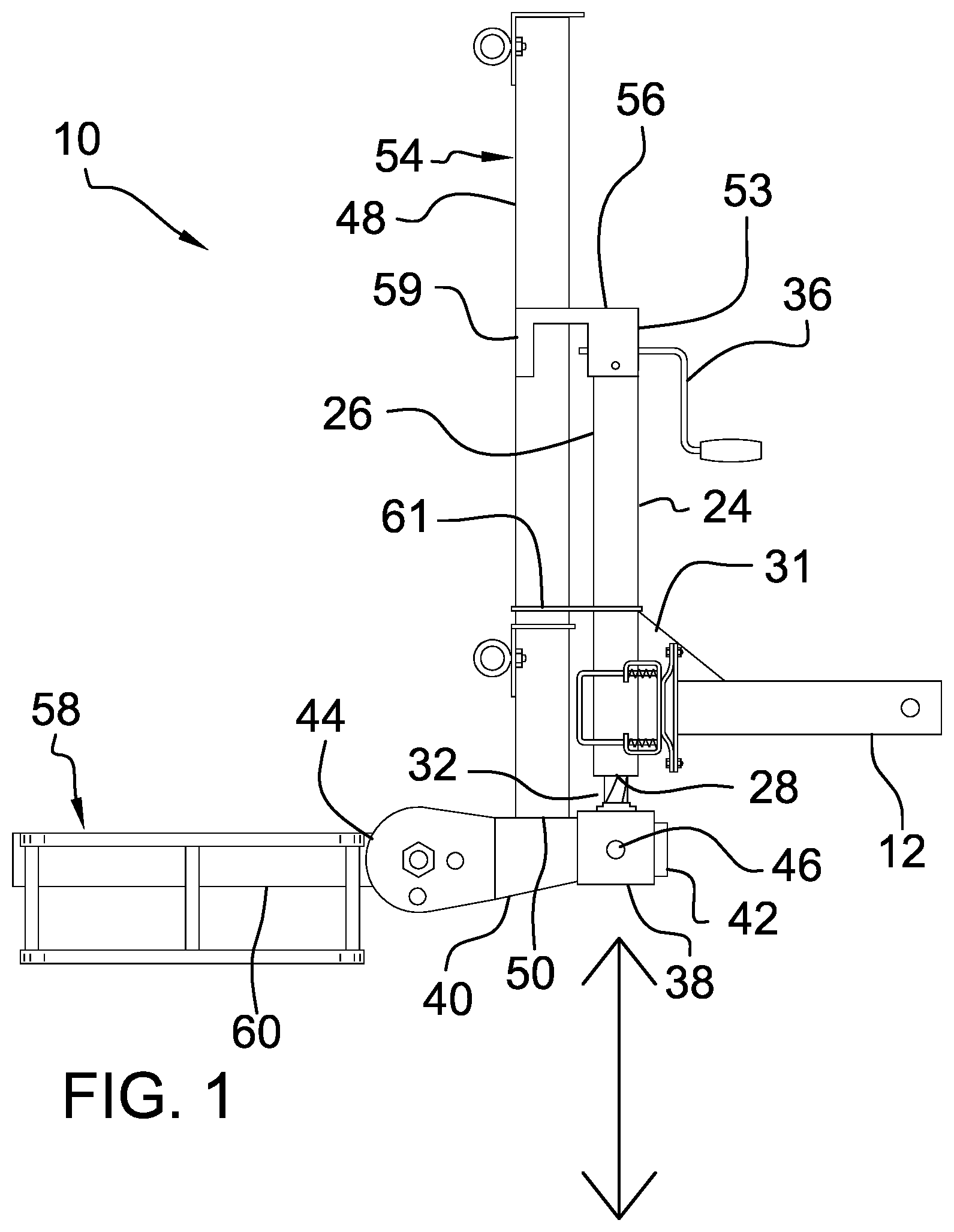 Patent US12365291 Figure 1 – Garbage can transport assembly