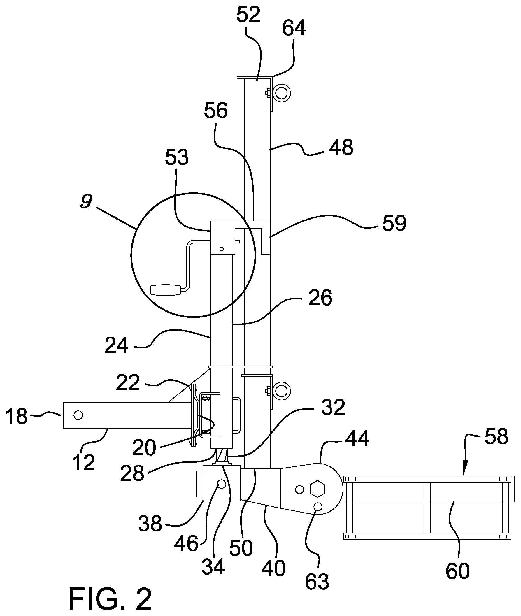 Patent US12365291 Figure 2 – Garbage can transport assembly
