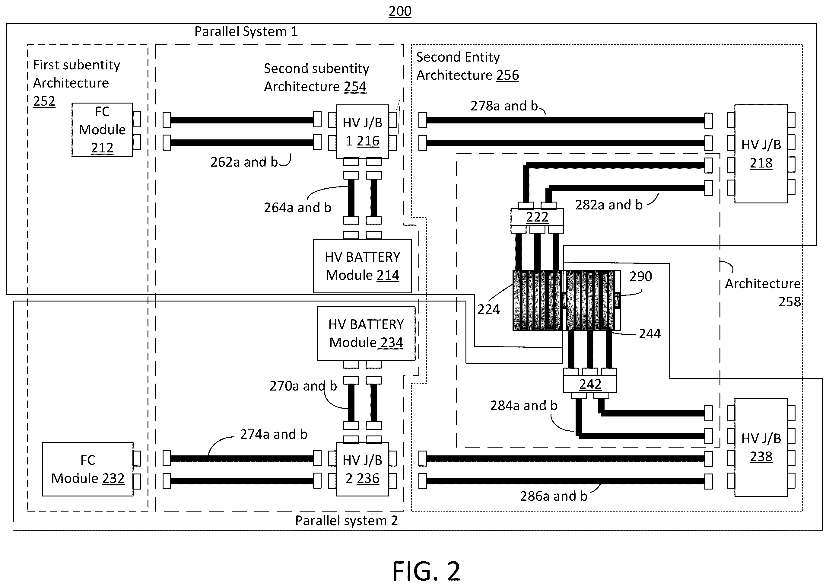 Patent US12365295 Figure 2 – Modular fuel cell system architecture and harness