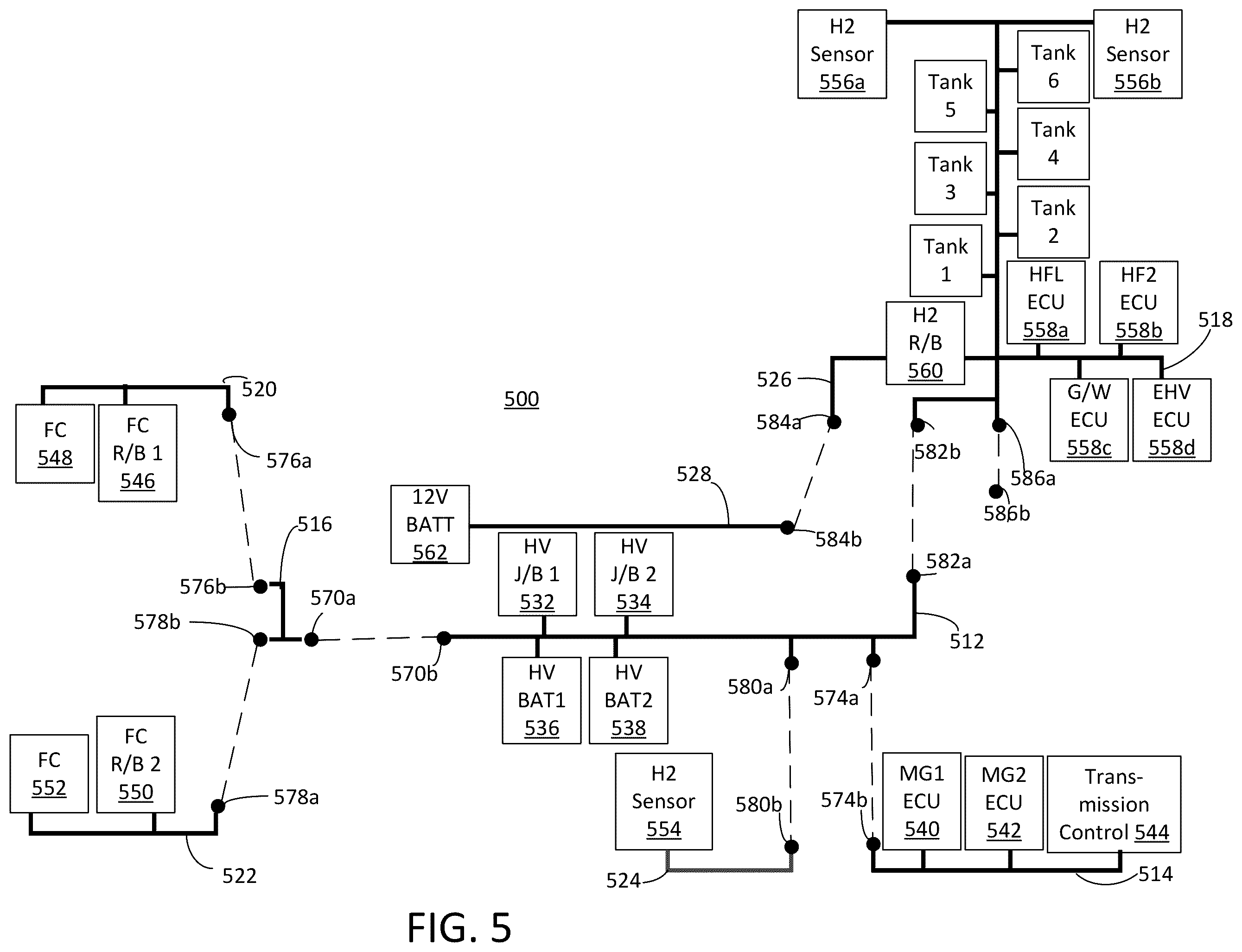 Patent US12365295 Figure 5 – Modular fuel cell system architecture and harness