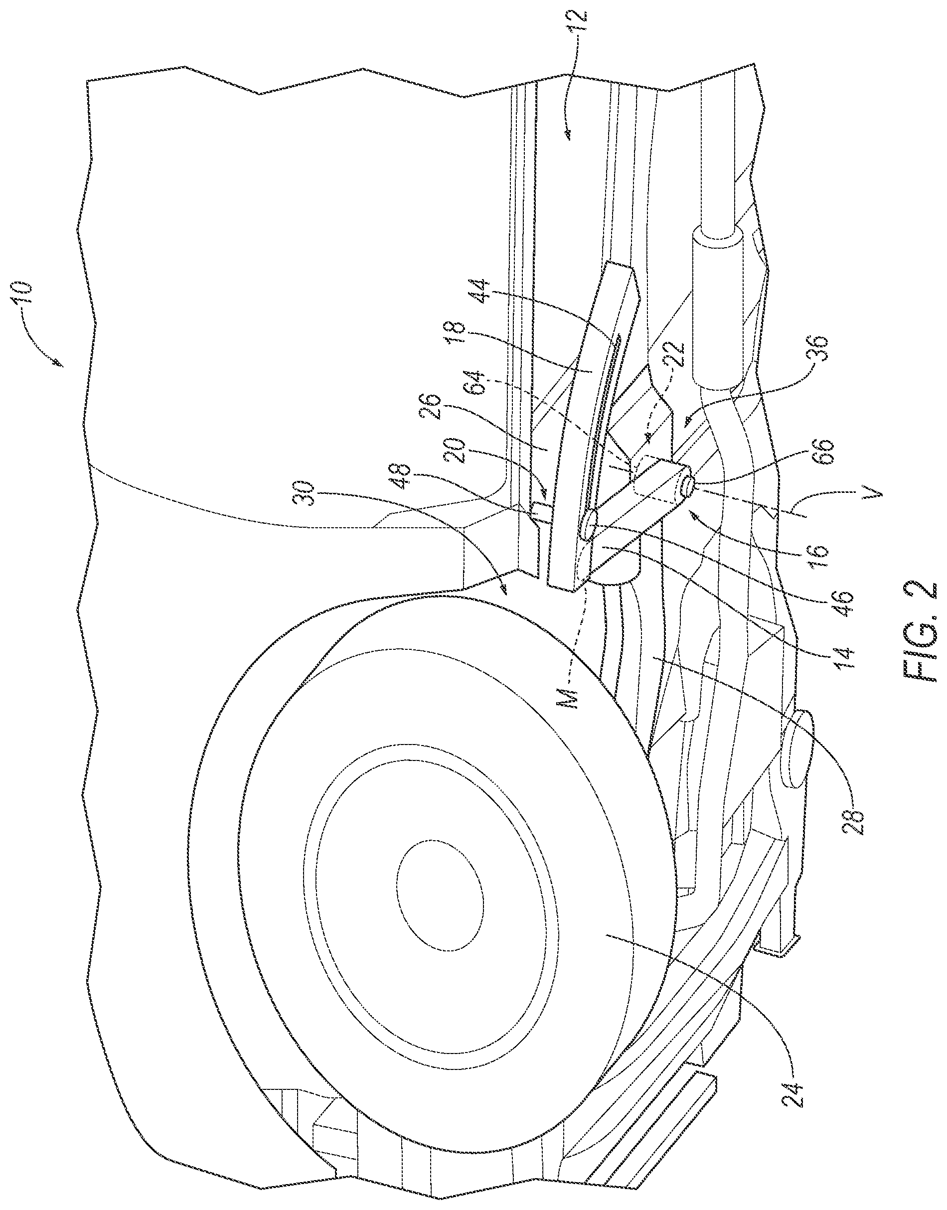 Patent US12365297 Figure 2 – Rotatable wheel deflector