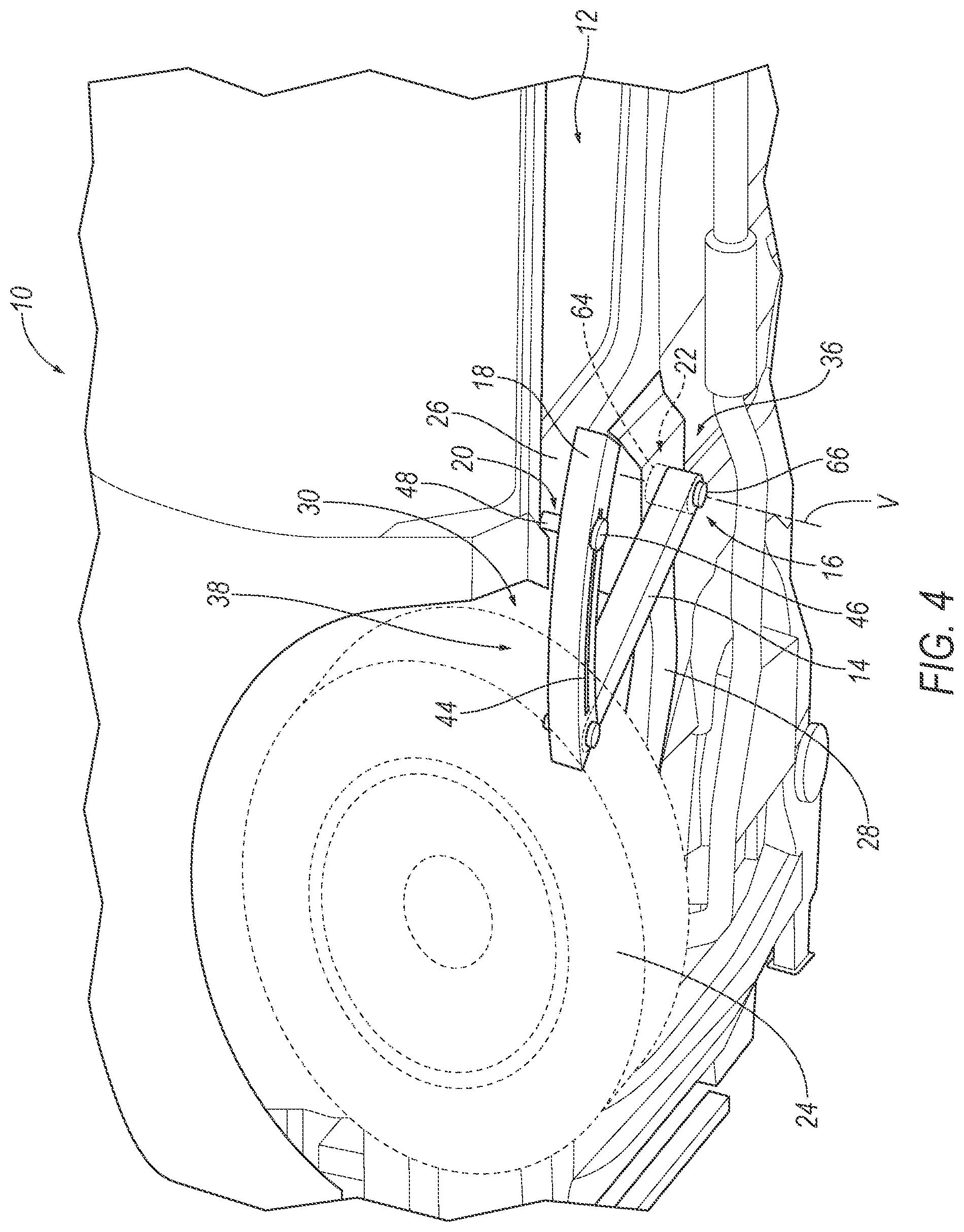 Patent US12365297 Figure 4 – Rotatable wheel deflector