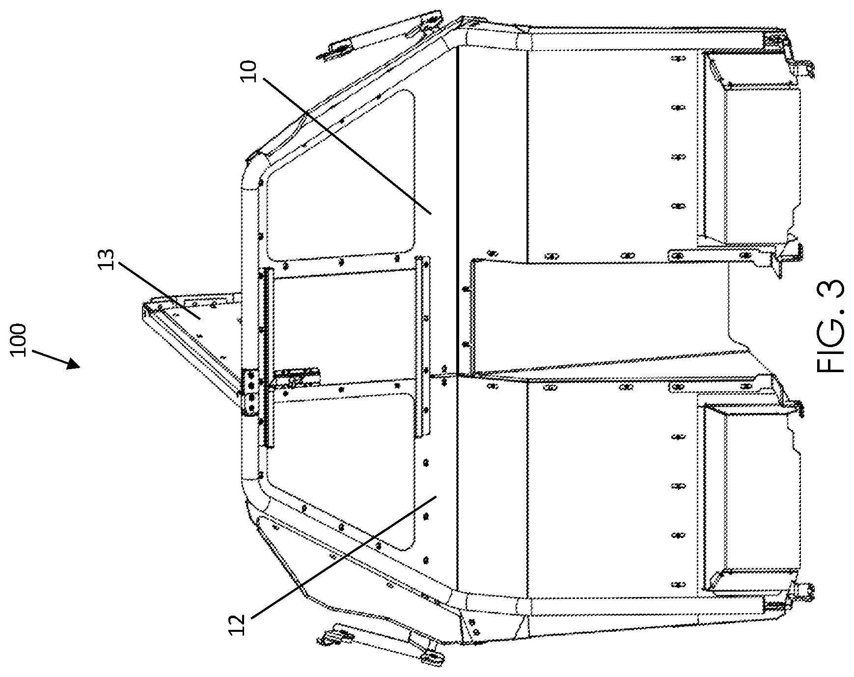 Patent US12365299 Figure 3 – Modular public safety vehicle security partition