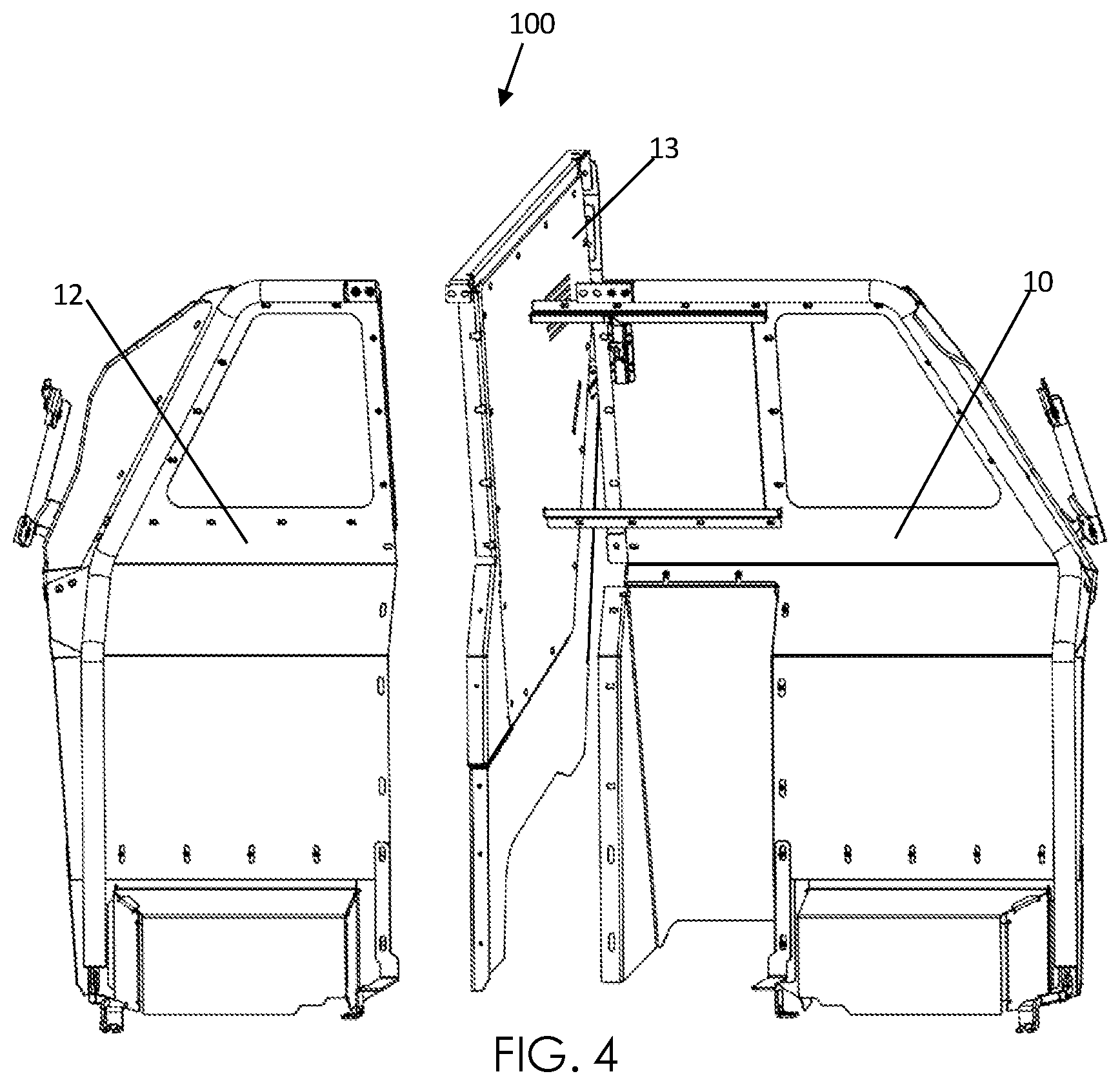 Patent US12365299 Figure 4 – Modular public safety vehicle security partition