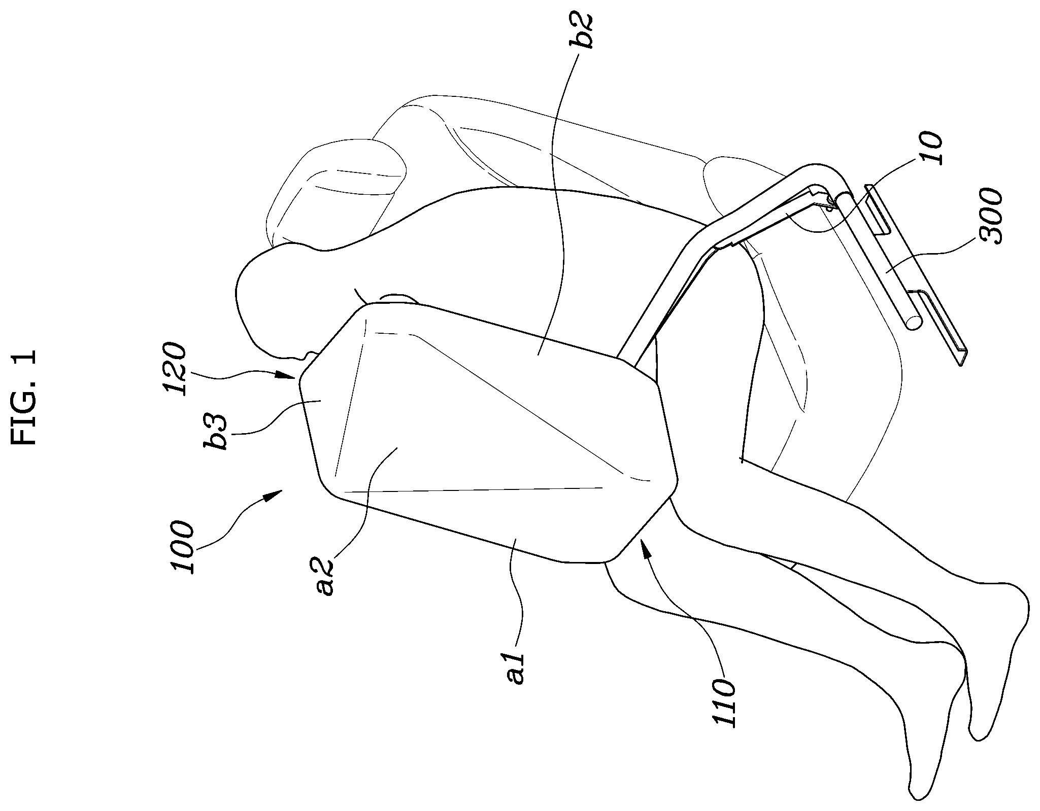 Patent US12365300 — Seatbelt airbag — Figure 1