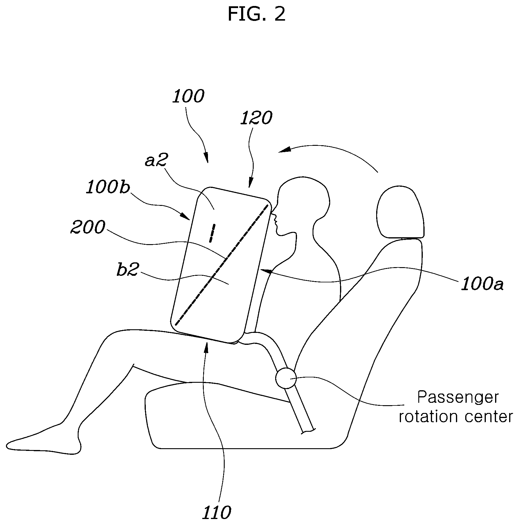Patent US12365300 Figure 2 – Seatbelt airbag