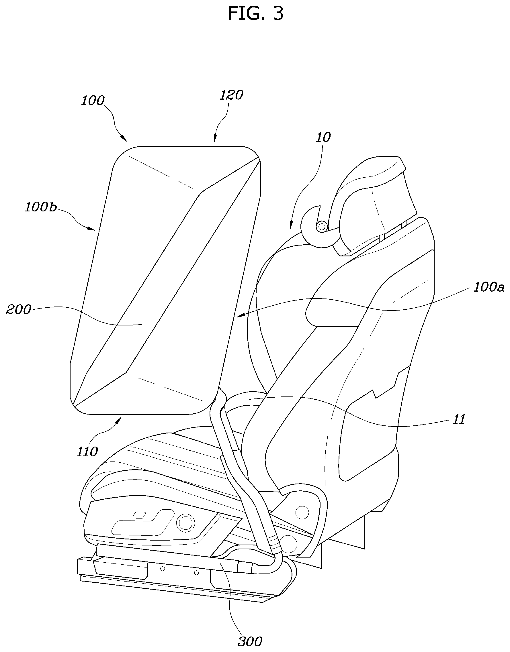 Patent US12365300 Figure 3 – Seatbelt airbag
