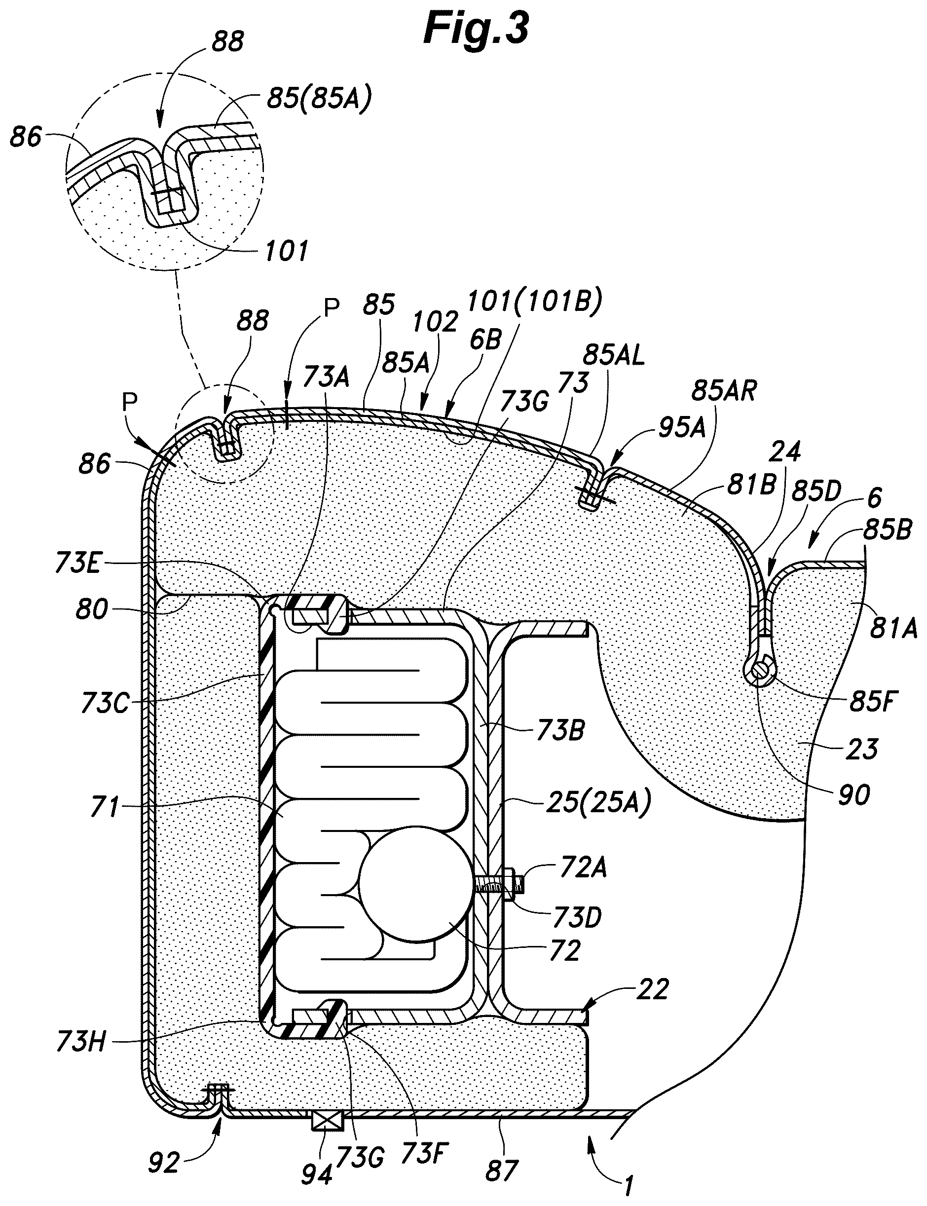 Patent US12365302 Figure 3 – Vehicle seat and method for manufacturing the same
