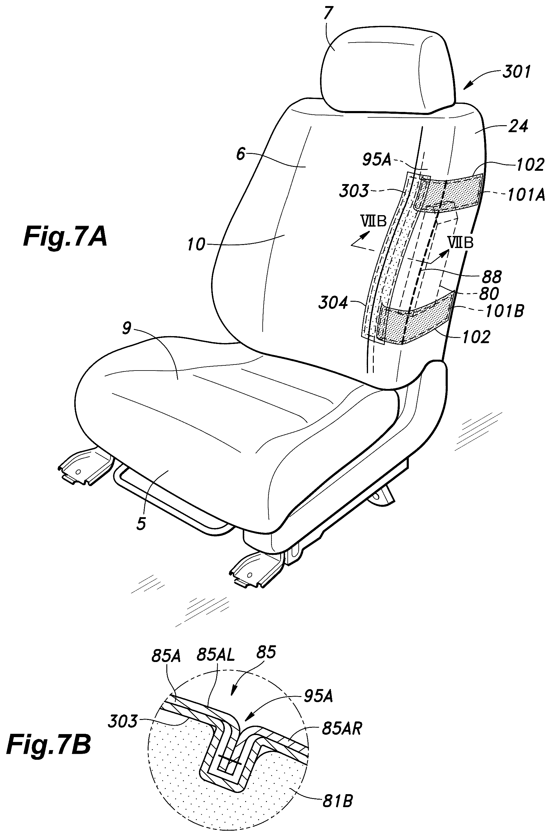 Patent US12365302 Figure 7 – Vehicle seat and method for manufacturing the same
