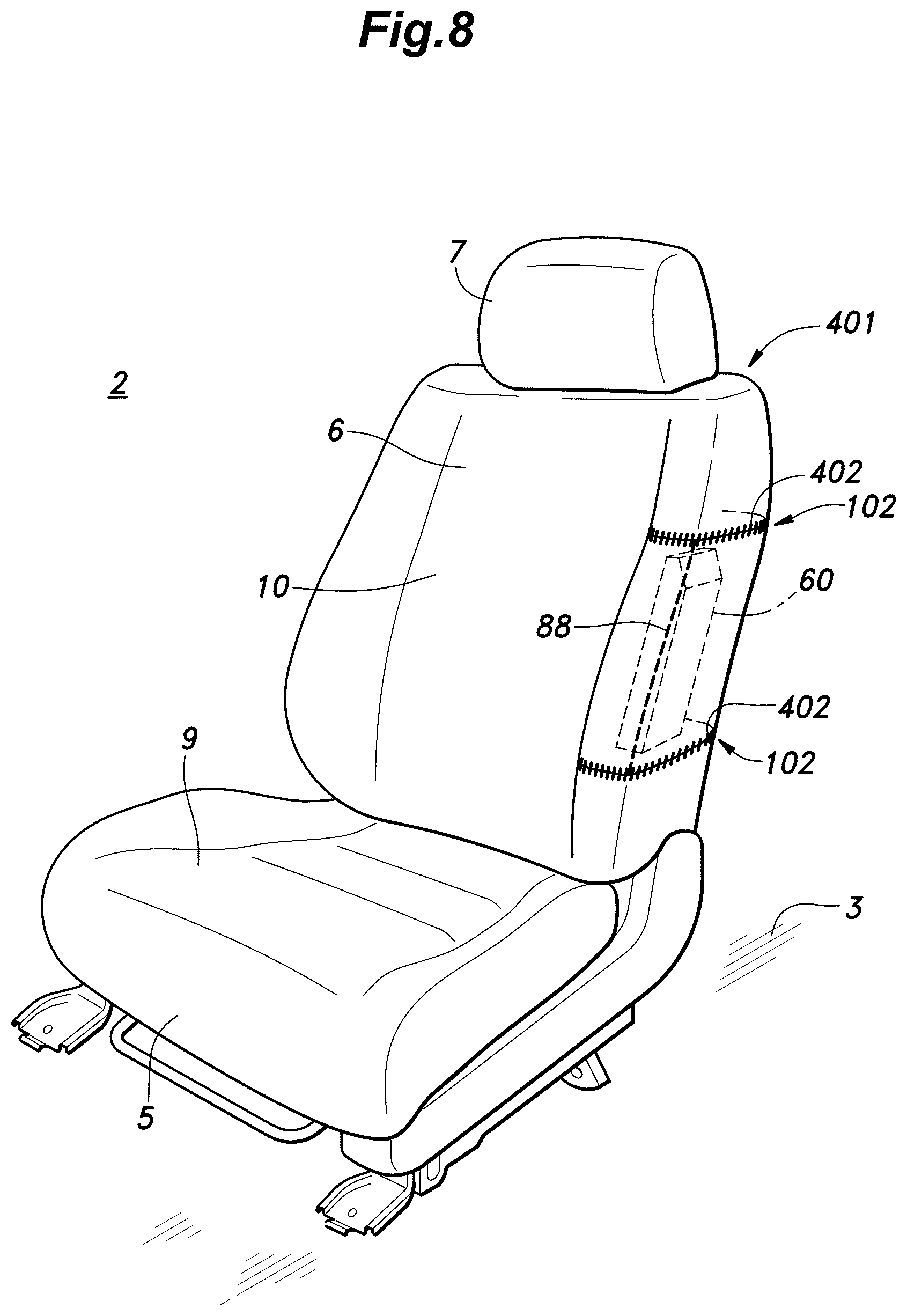 Patent US12365302 Figure 8 – Vehicle seat and method for manufacturing the same
