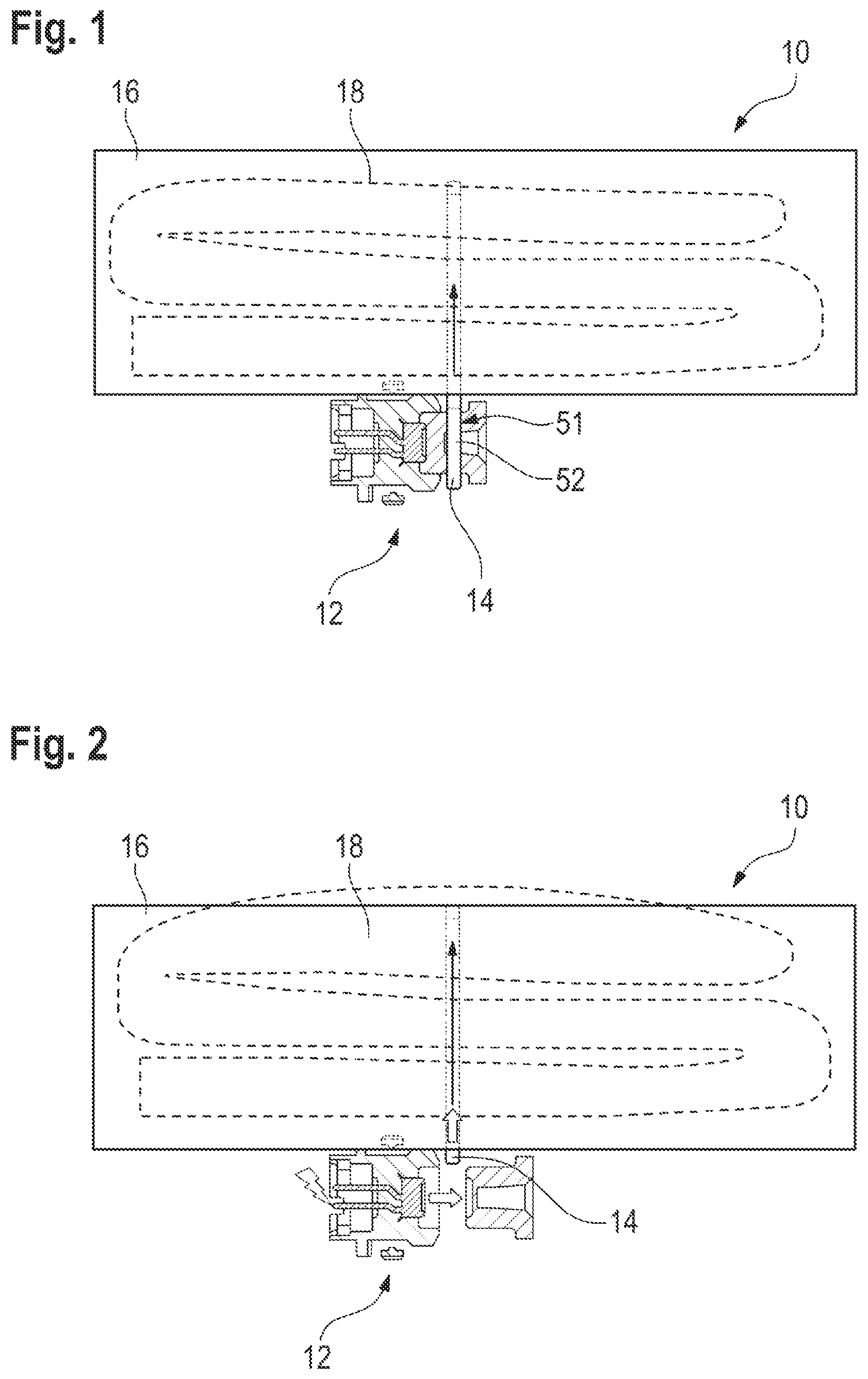 Patent US12365303 Figure 1 – Restraining device and airbag module
