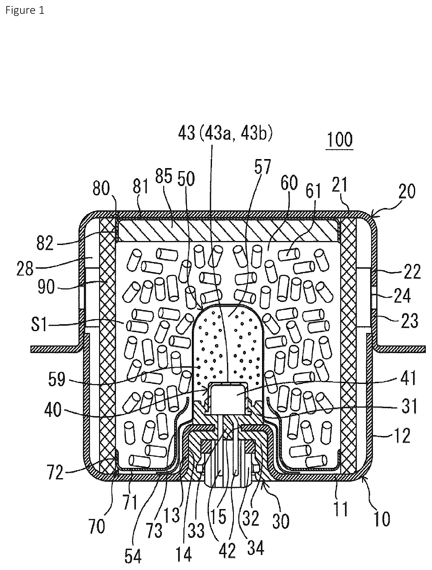 Patent US12365304 Figure 1 – Igniter and gas generator