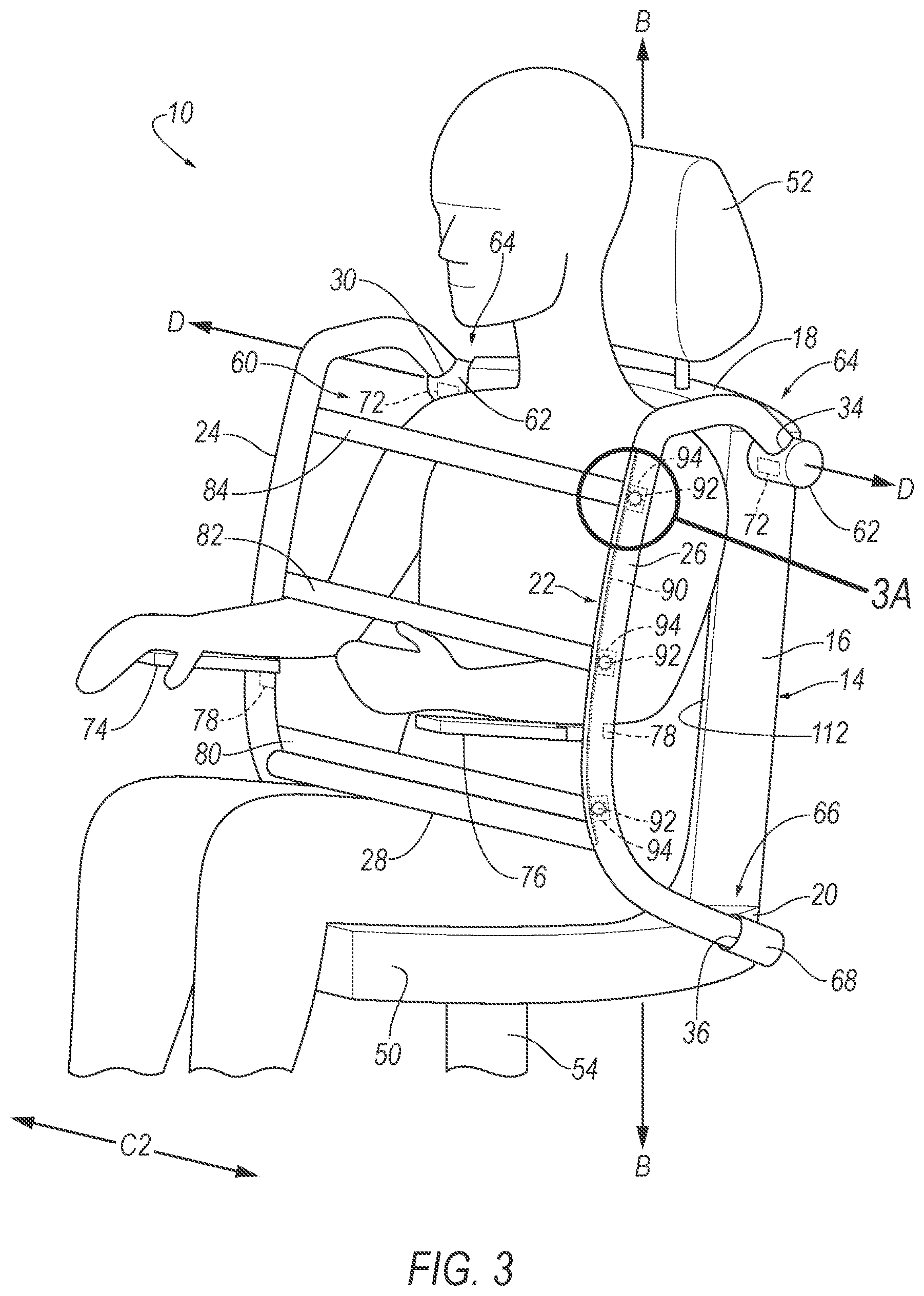 Patent US12365307 Figure 5 – Restraint frame for vehicle seat