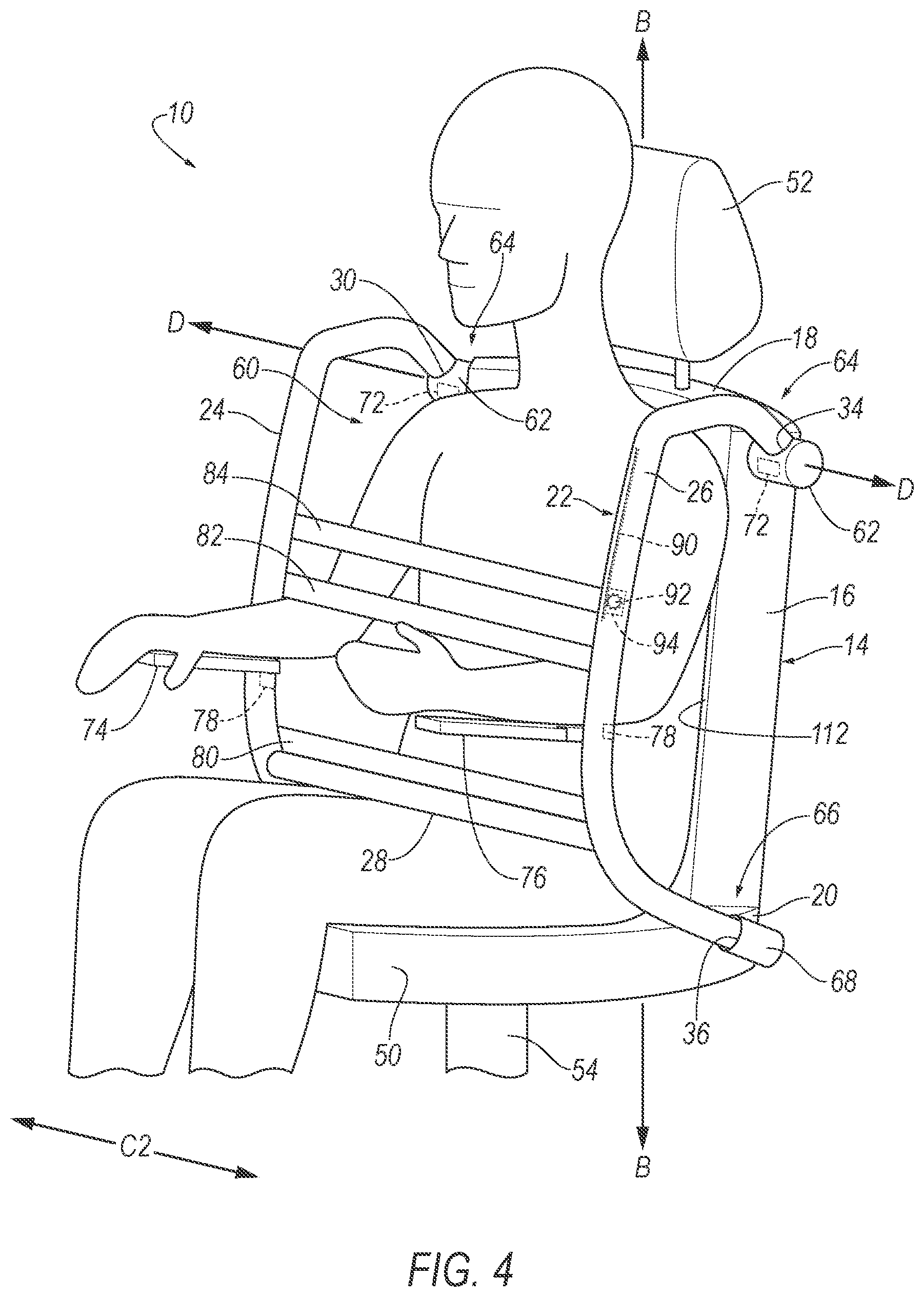 Patent US12365307 Figure 7 – Restraint frame for vehicle seat