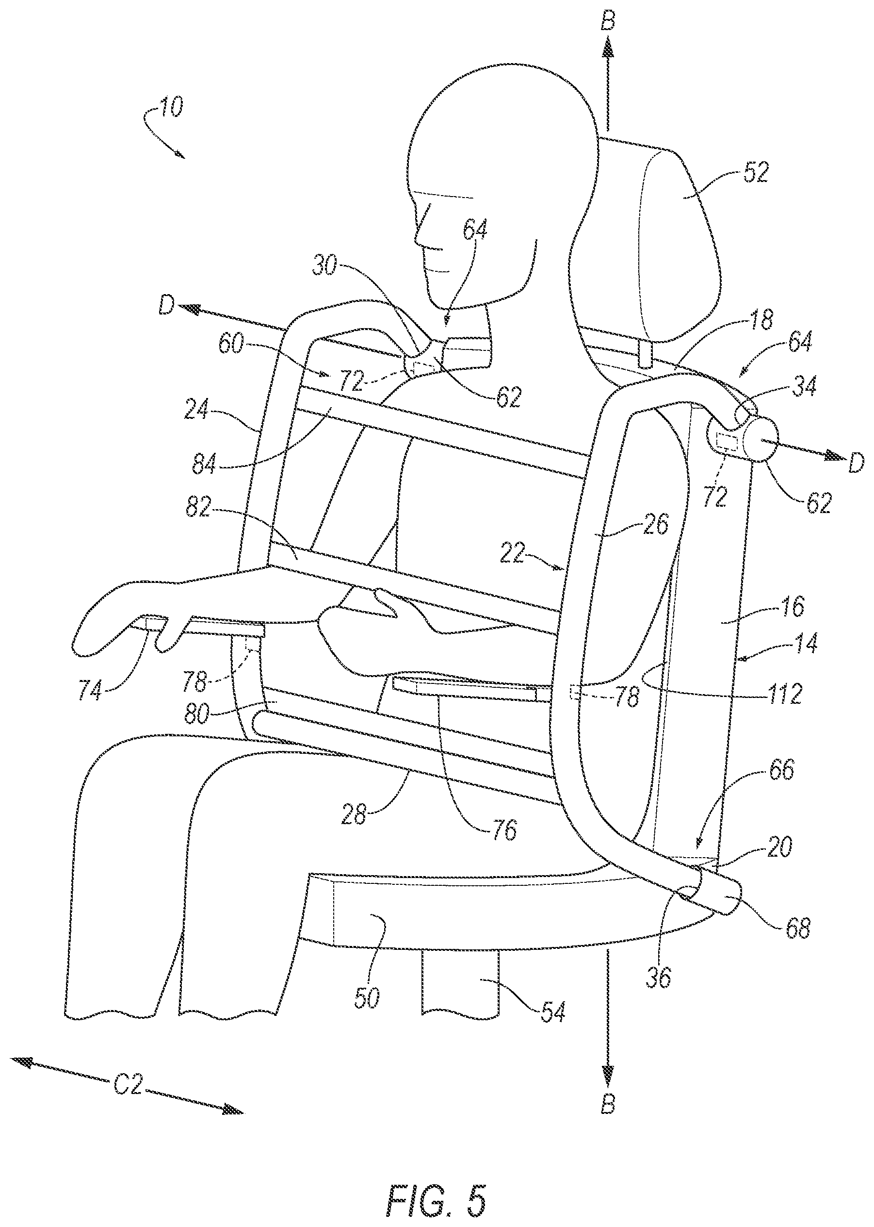 Patent US12365307 Figure 8 – Restraint frame for vehicle seat