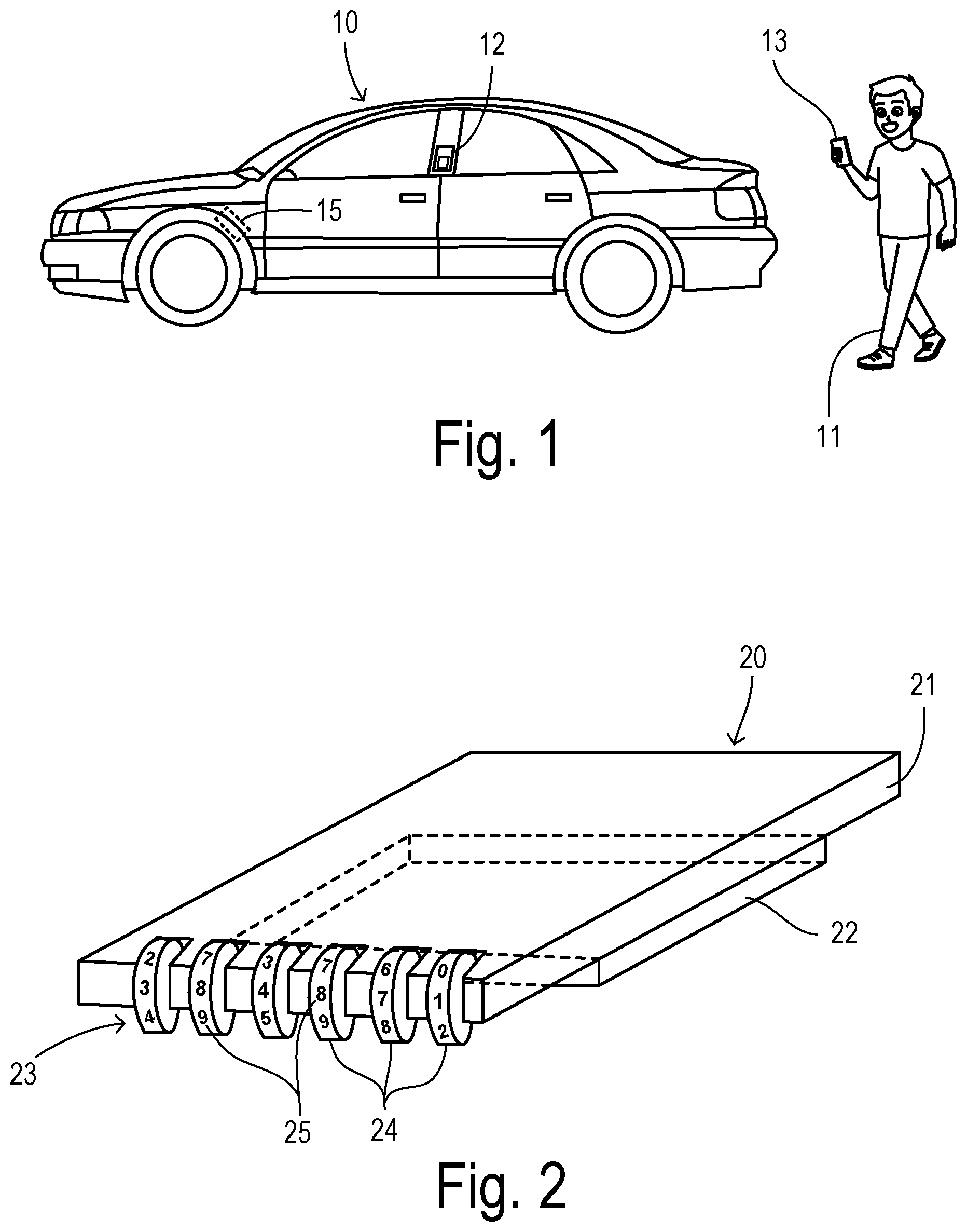 Patent US12365309 Figure 1 – Hideable security key using near field communication