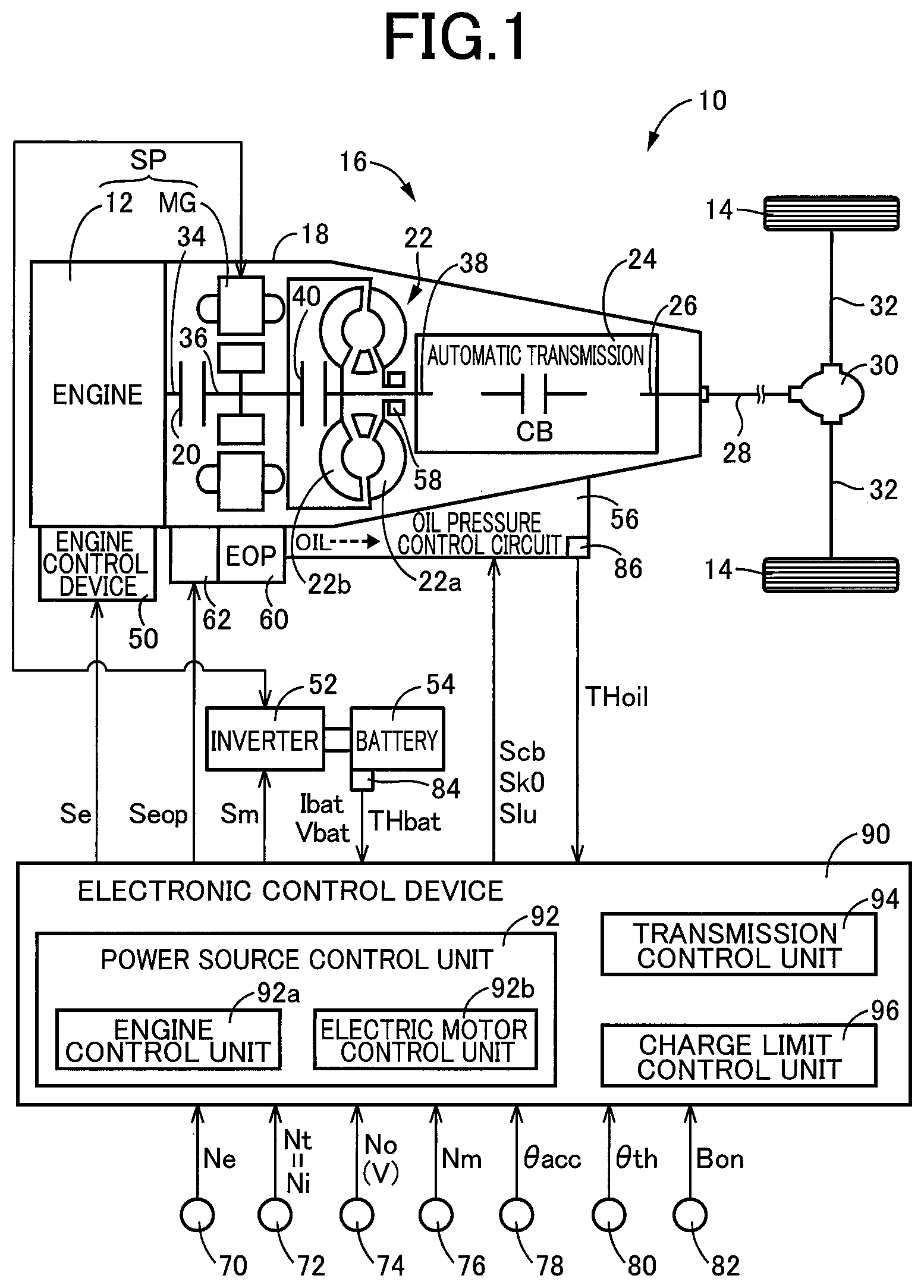 Patent US12365328 Figure 1 – Control device of vehicle