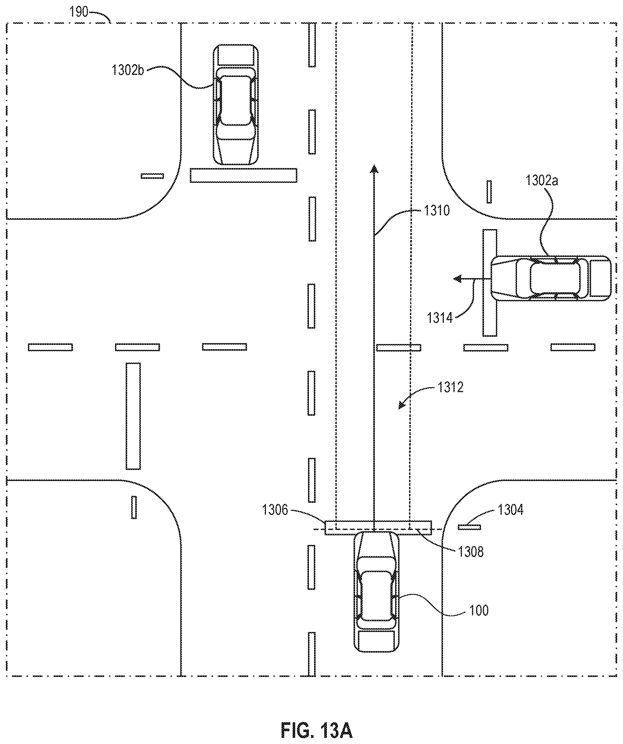 Patent US12365341 Figure 13 – Navigating multi-way stop intersections with an autonomous vehicle
