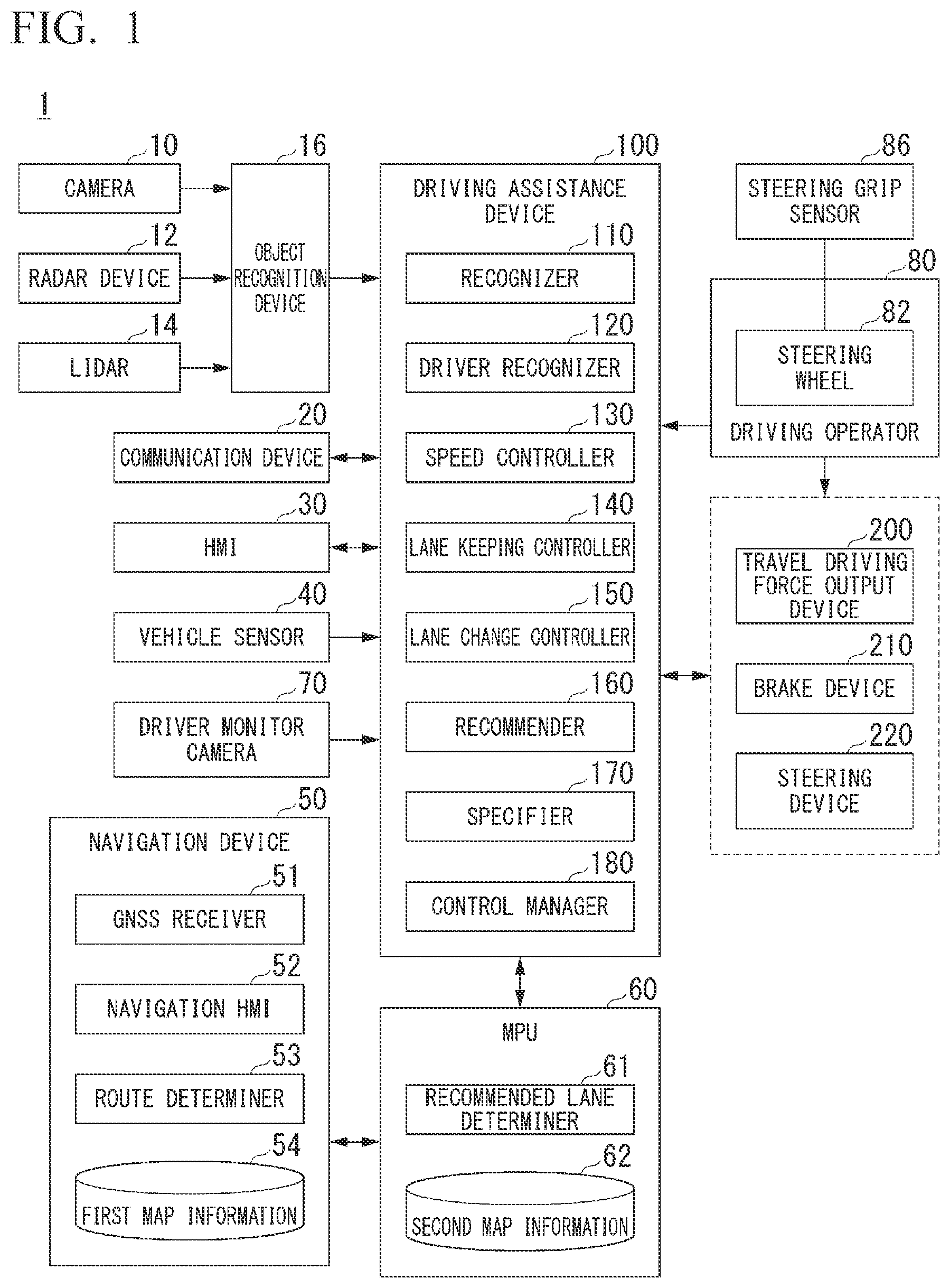 Patent US12365360 — Vehicle system, control method, and storage medium — Figure 1
