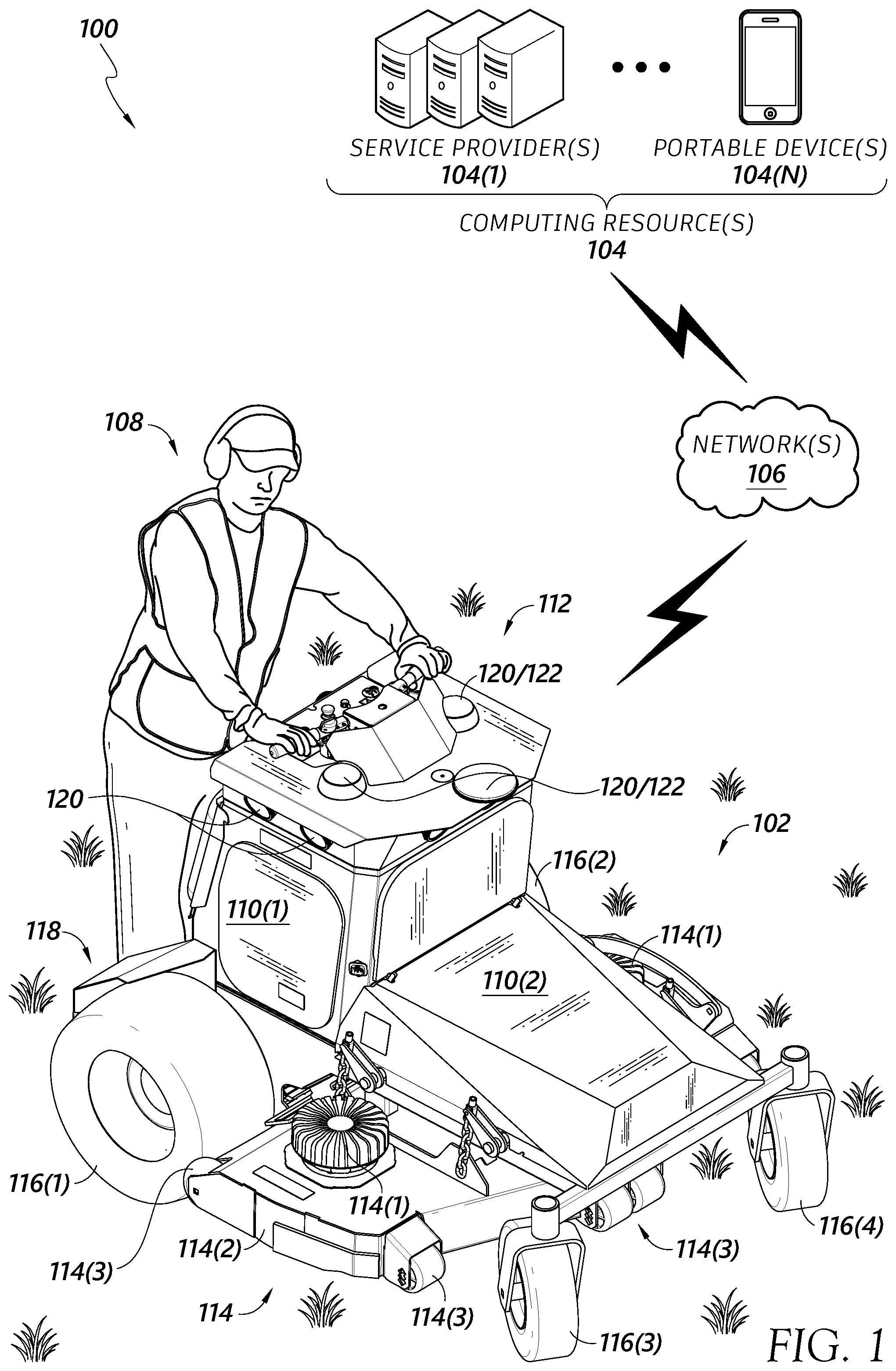 Patent US12365366 Figure 1 – Control interfaces for autonomous lawn mowers