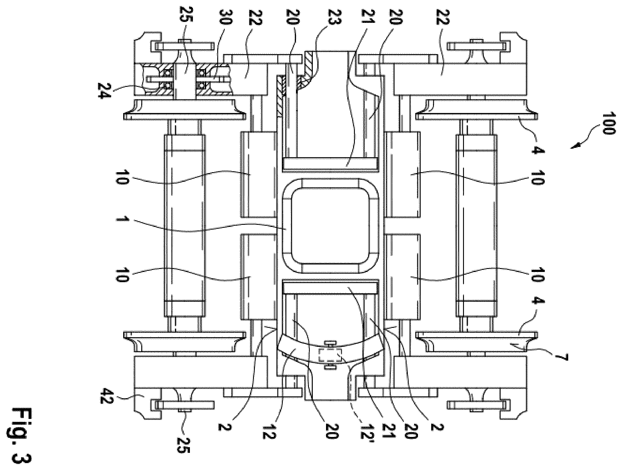 Patent US12365368 Figure 2 – Bogie for a rail vehicle and rail vehicle carriage having at least one bogie, rail vehicle having at least one rail vehicle carriage, and method for adjusting the height of a carriage body of a rail vehicle carriage