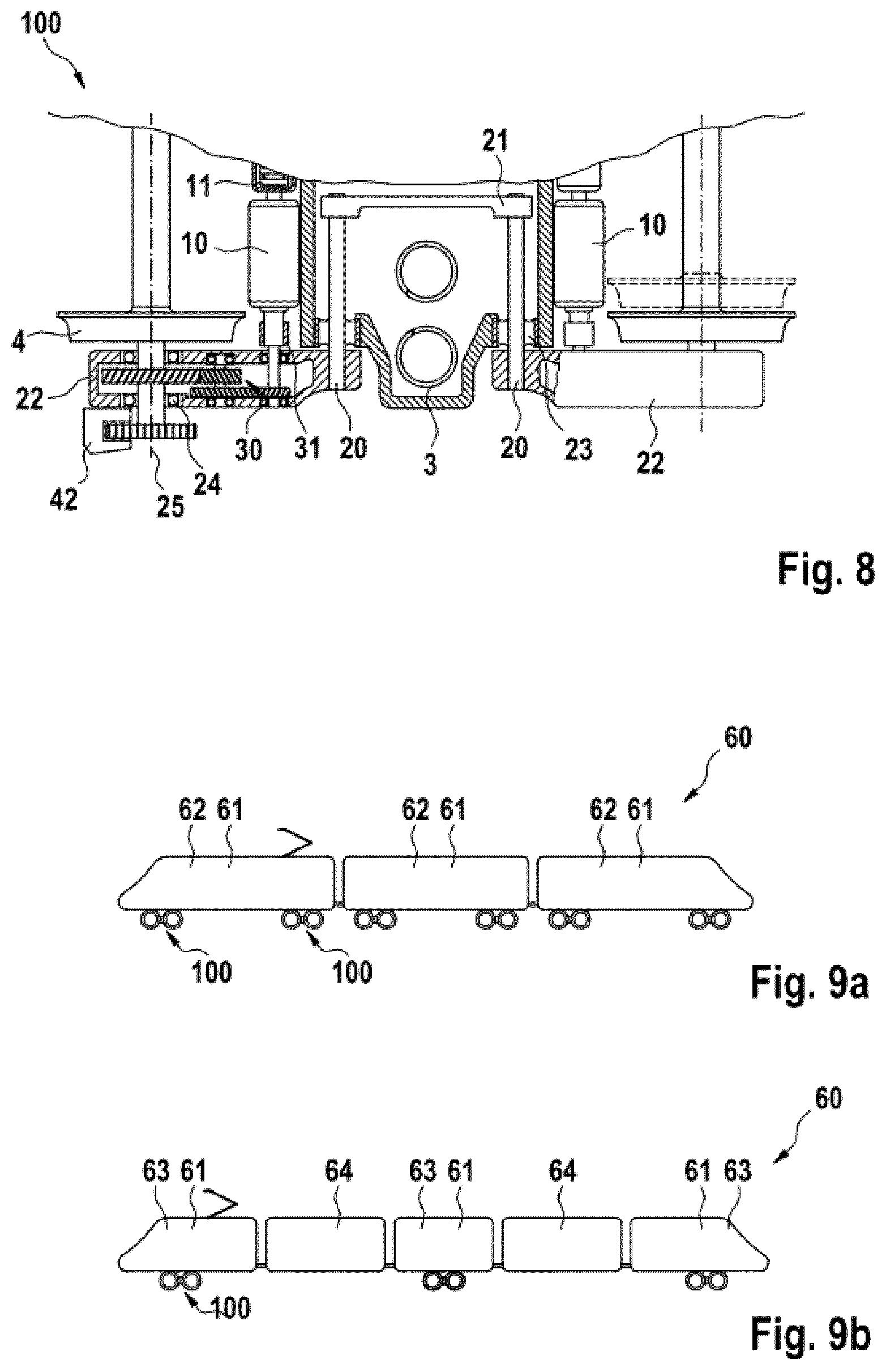 Patent US12365368 Figure 5 – Bogie for a rail vehicle and rail vehicle carriage having at least one bogie, rail vehicle having at least one rail vehicle carriage, and method for adjusting the height of a carriage body of a rail vehicle carriage