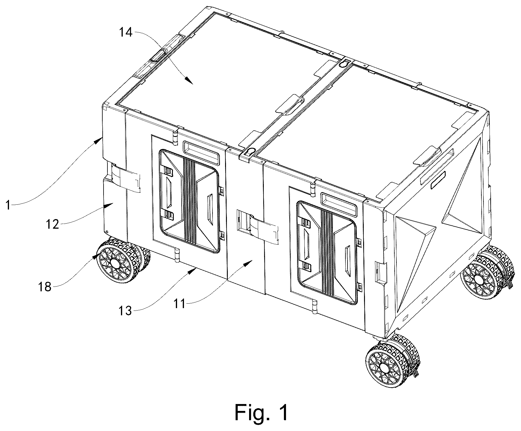 Patent US12365378 Figure 1 – Foldable cart