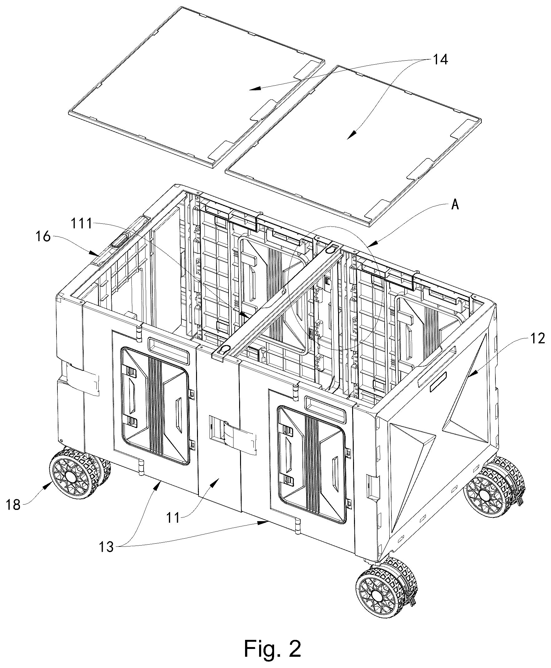 Patent US12365378 Figure 2 – Foldable cart