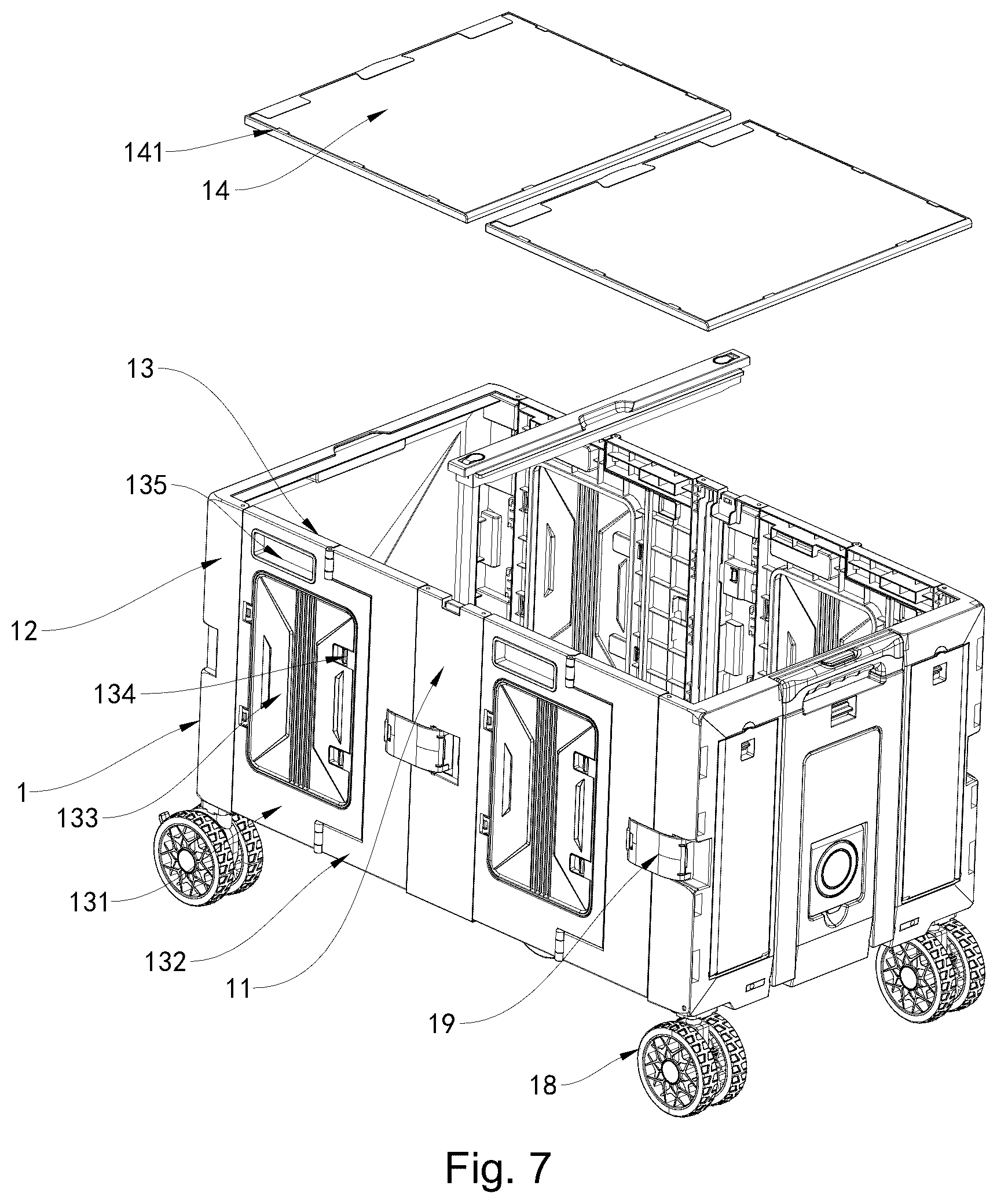 Patent US12365378 Figure 7 – Foldable cart