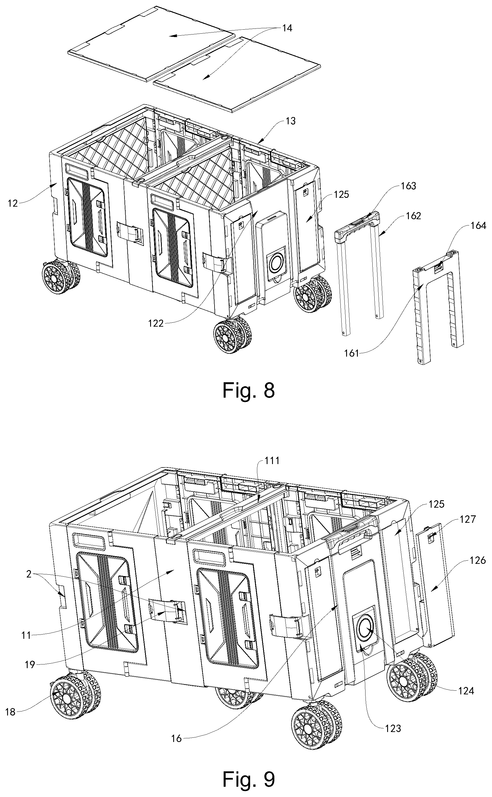 Patent US12365378 Figure 8 – Foldable cart