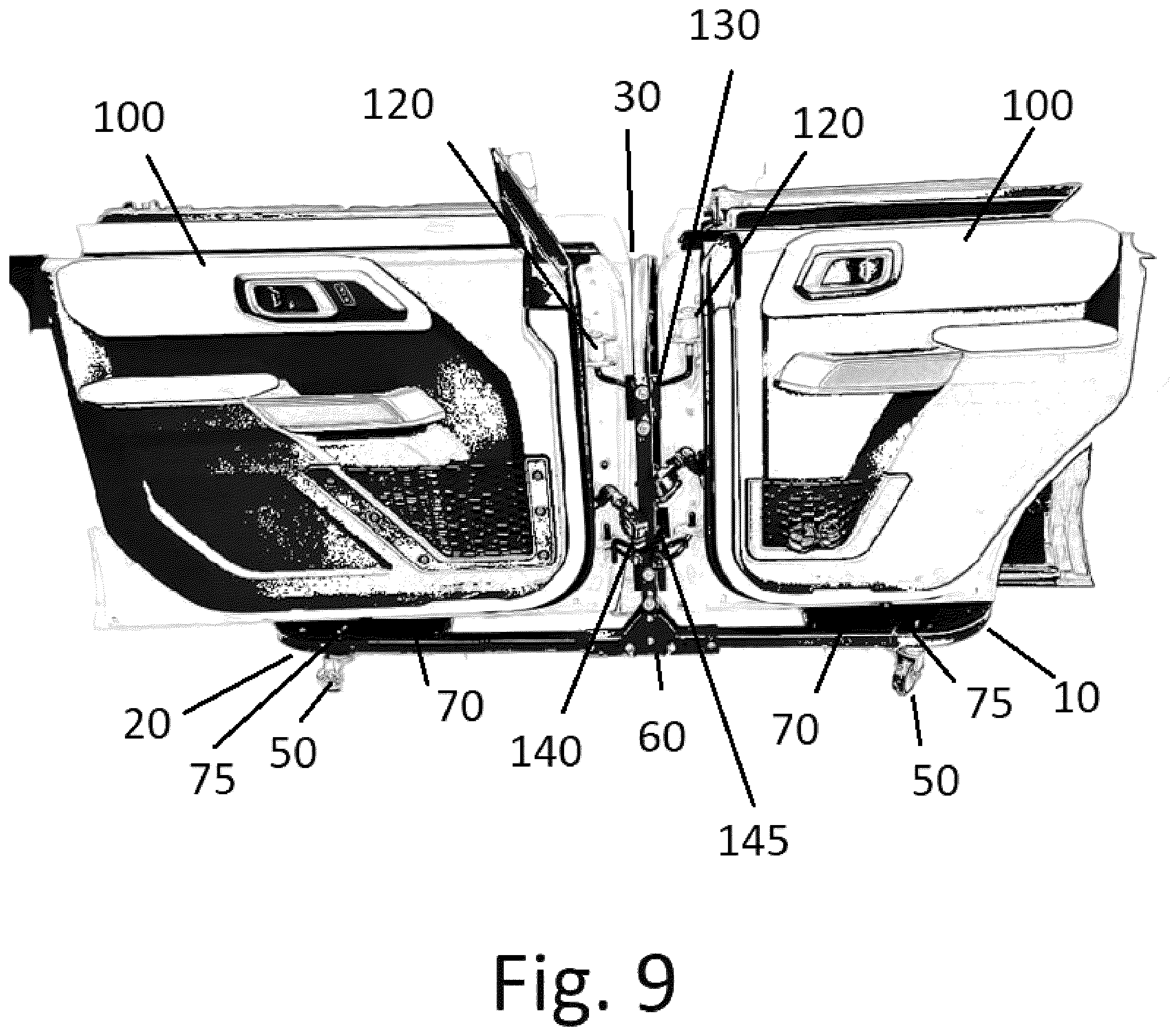 Patent US12365380 Figure 9 – Foldable door cart