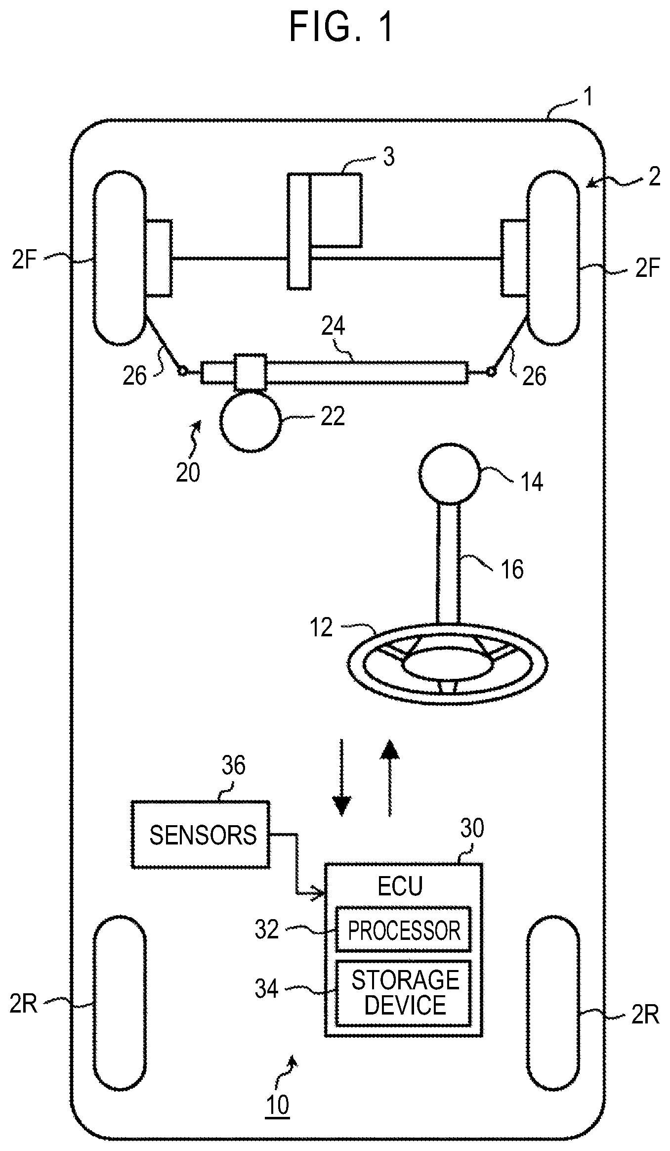 Patent US12365386 — Vehicle steering system and vehicle steering method — Figure 1
